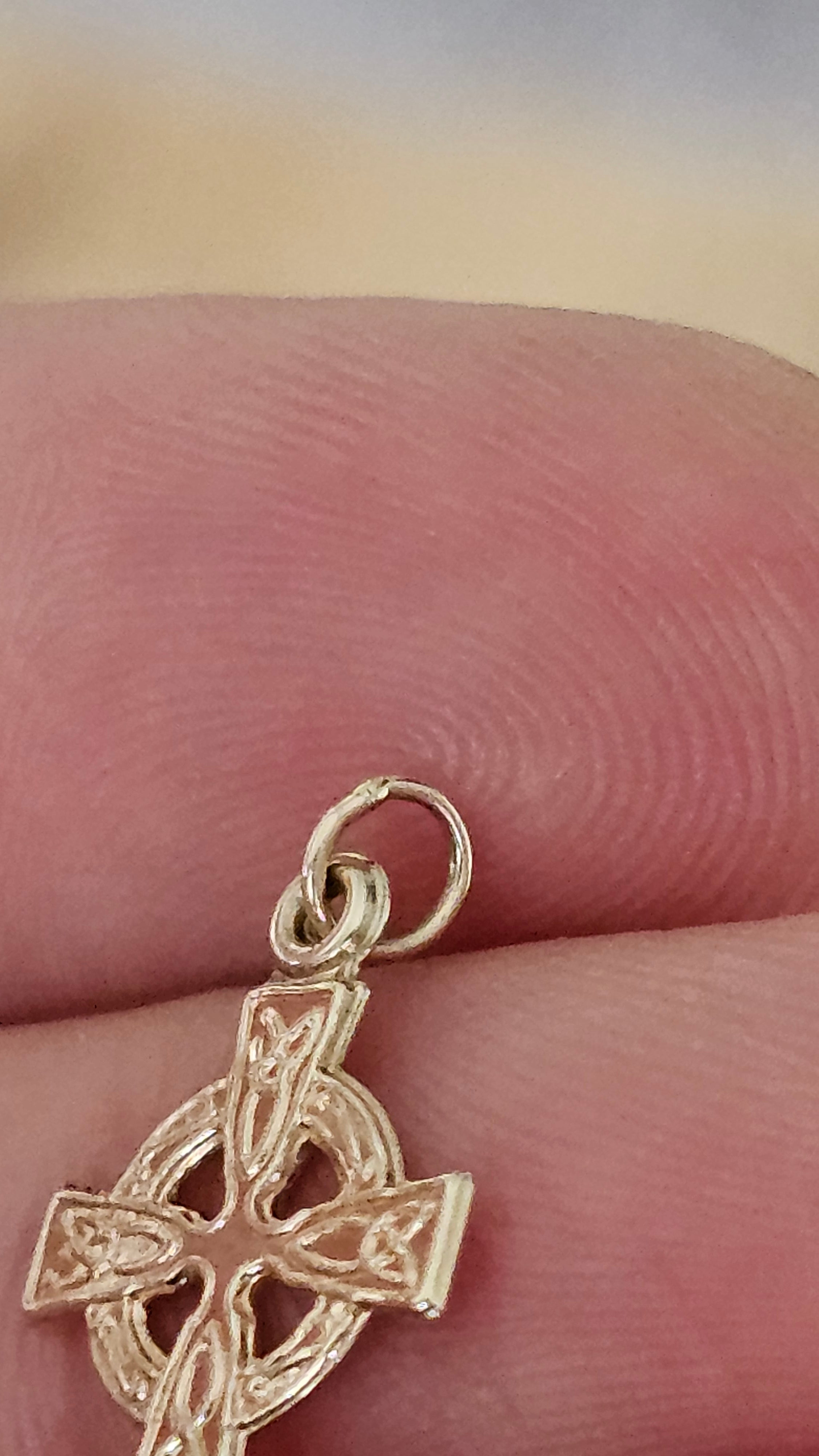 9ct Yellow gold Dainty embossed Celtic cross pendant