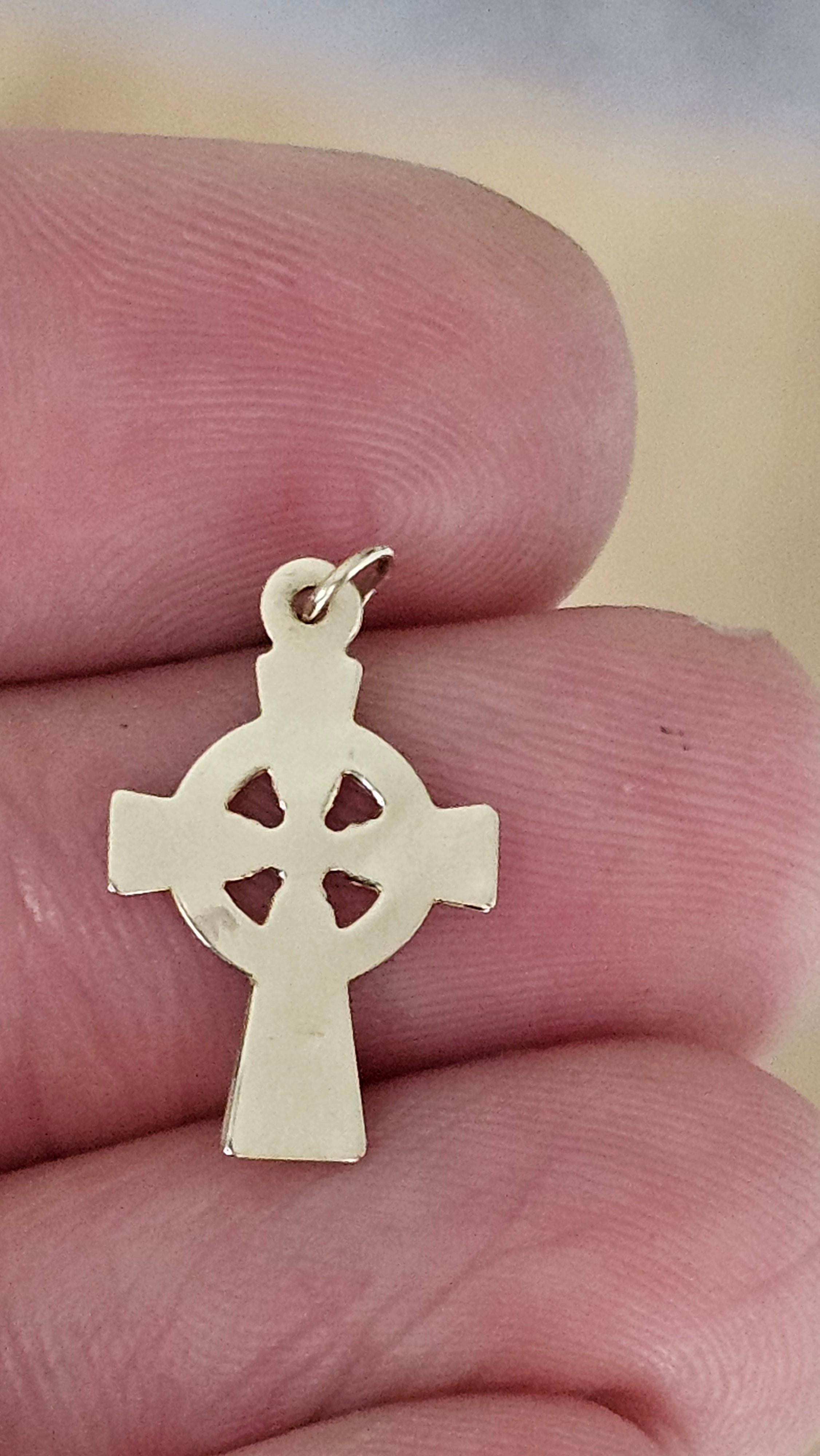 9ct Yellow gold Dainty embossed Celtic cross pendant