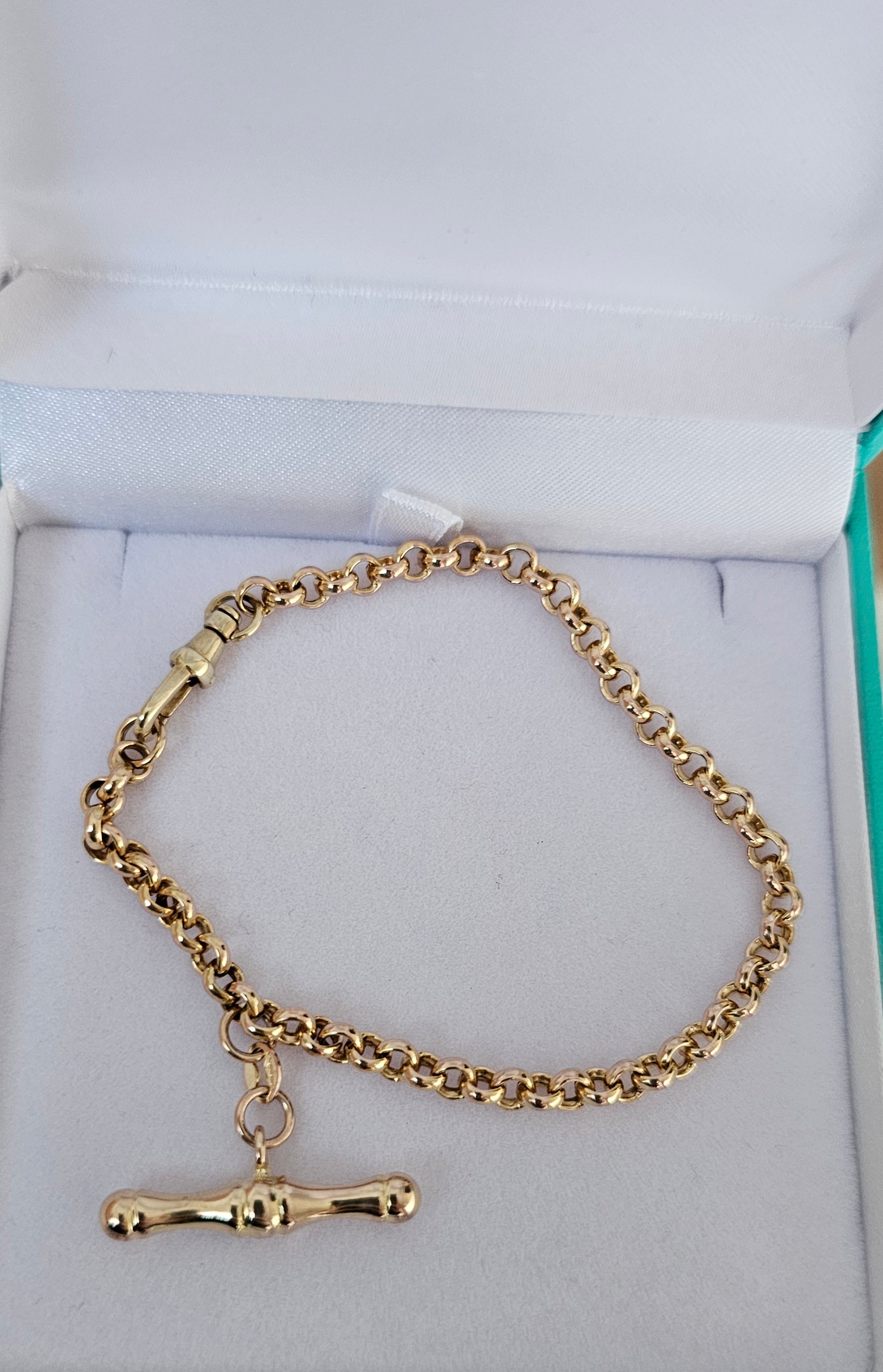 9ct Yellow Gold Albert-Style T-Bar Bracelet , length 18.5cm