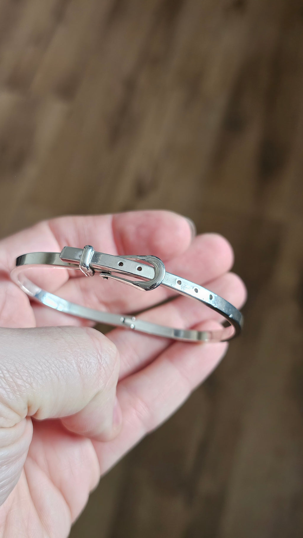 Solid 925 Sterling Silver Belt Buckle Bangle  Adjustable 20.8g
