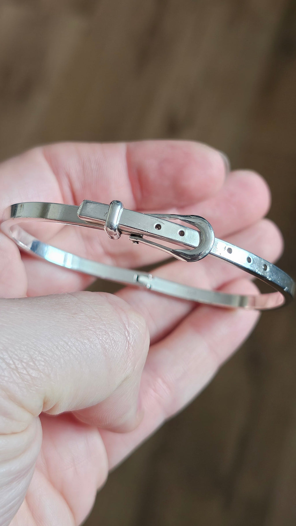 Solid 925 Sterling Silver Belt Buckle Bangle  Adjustable 20.8g