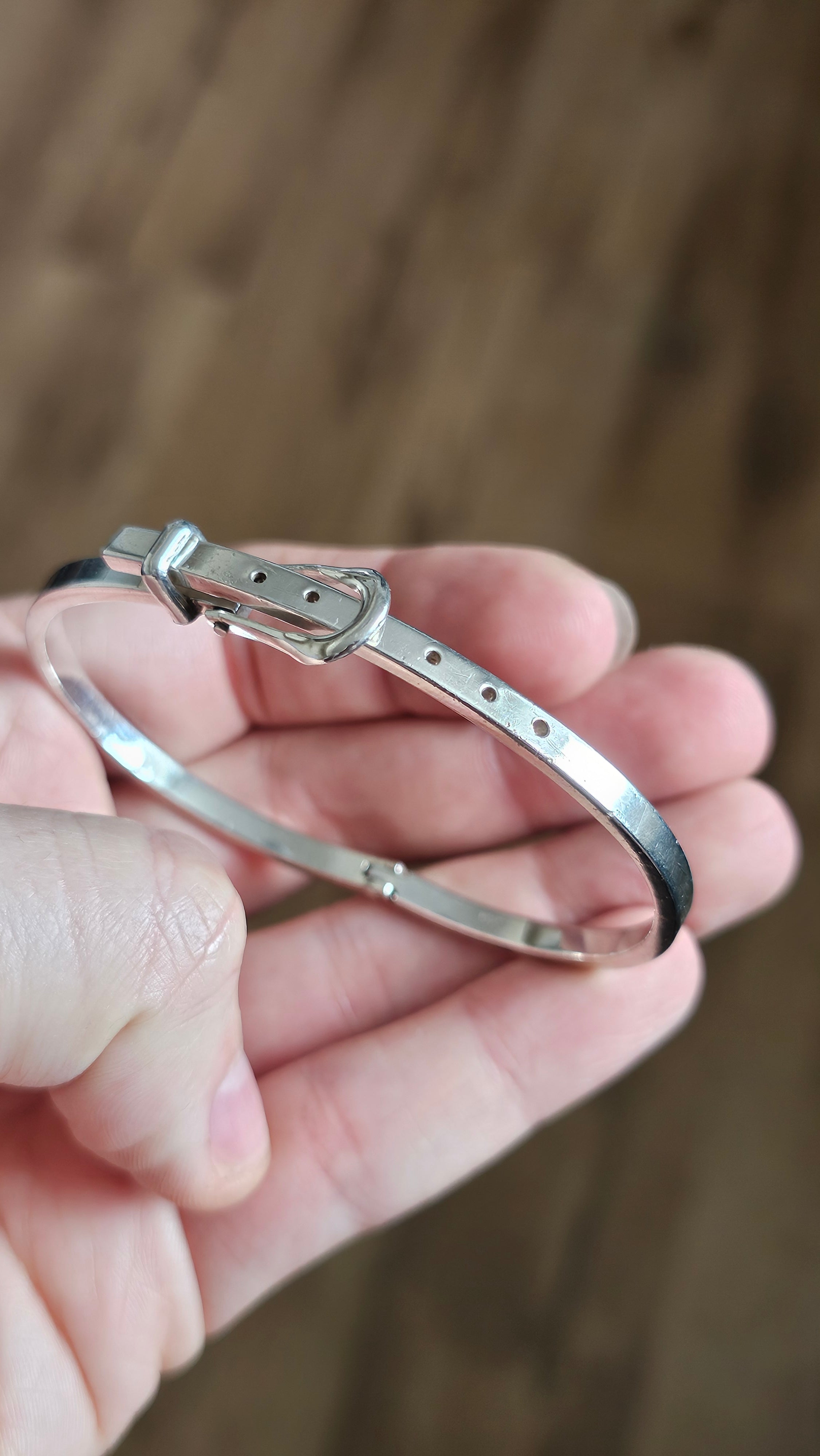 Solid 925 Sterling Silver Belt Buckle Bangle  Adjustable 20.8g