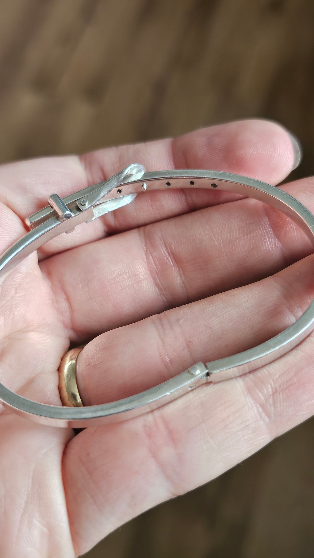 Solid 925 Sterling Silver Belt Buckle Bangle  Adjustable 20.8g