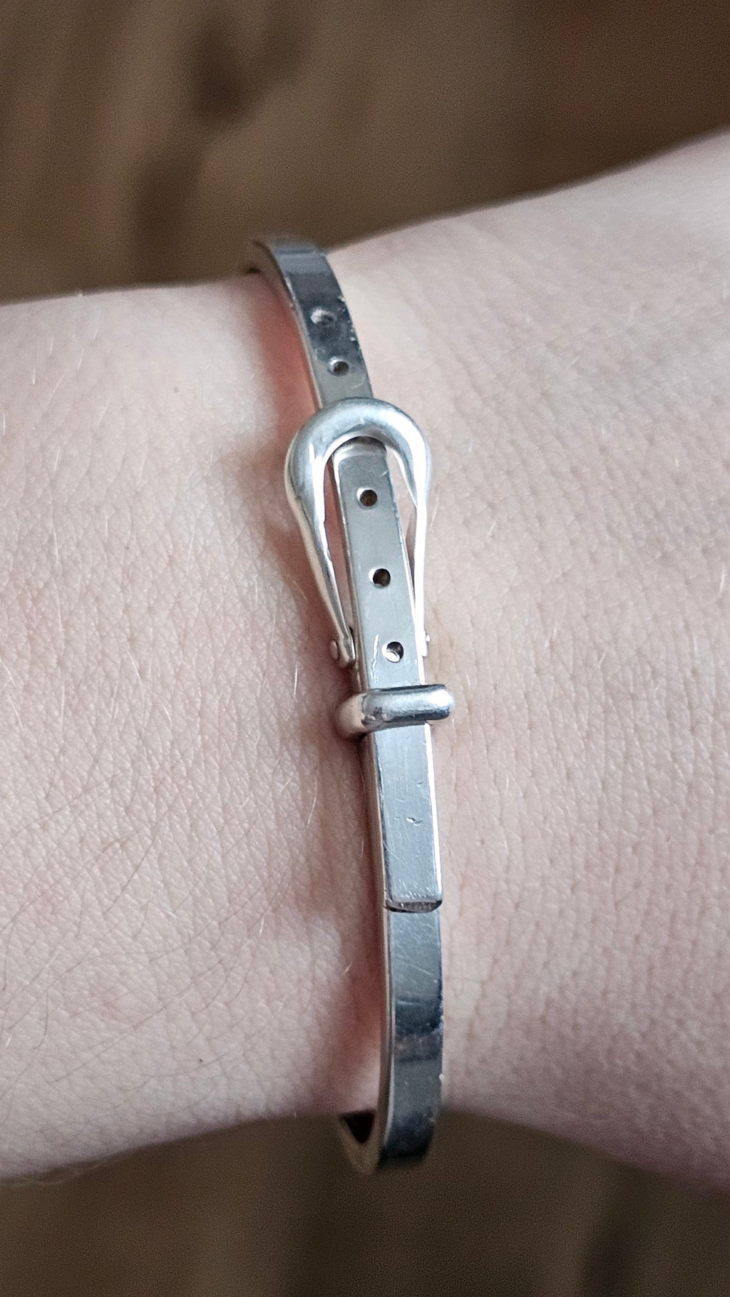 Solid 925 Sterling Silver Belt Buckle Bangle  Adjustable 20.8g
