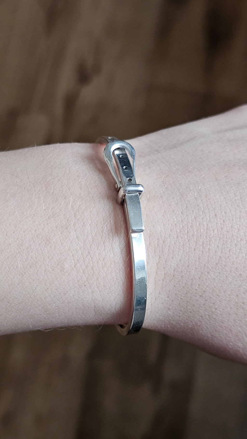 Solid 925 Sterling Silver Belt Buckle Bangle  Adjustable 20.8g