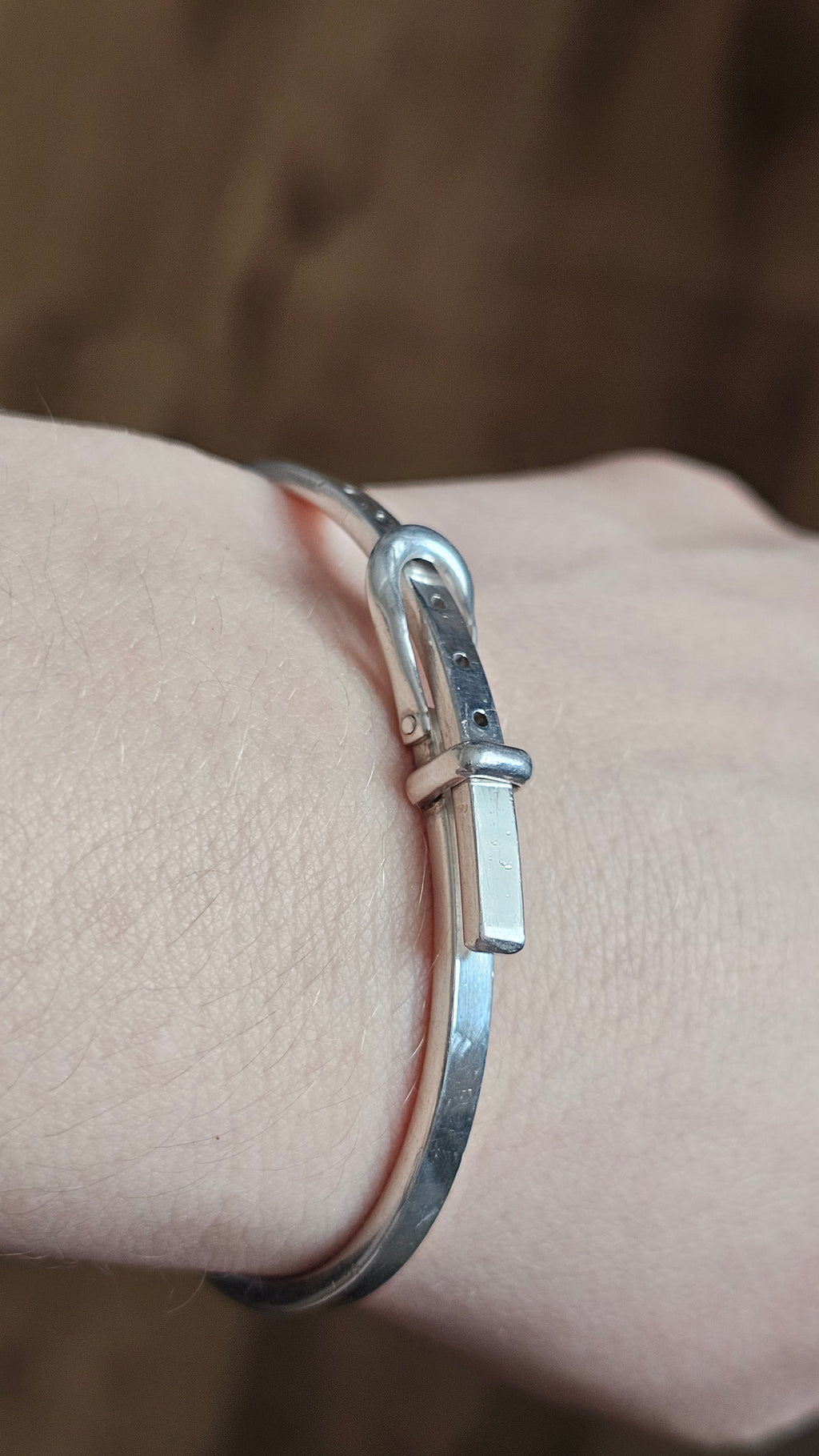 Solid 925 Sterling Silver Belt Buckle Bangle  Adjustable 20.8g