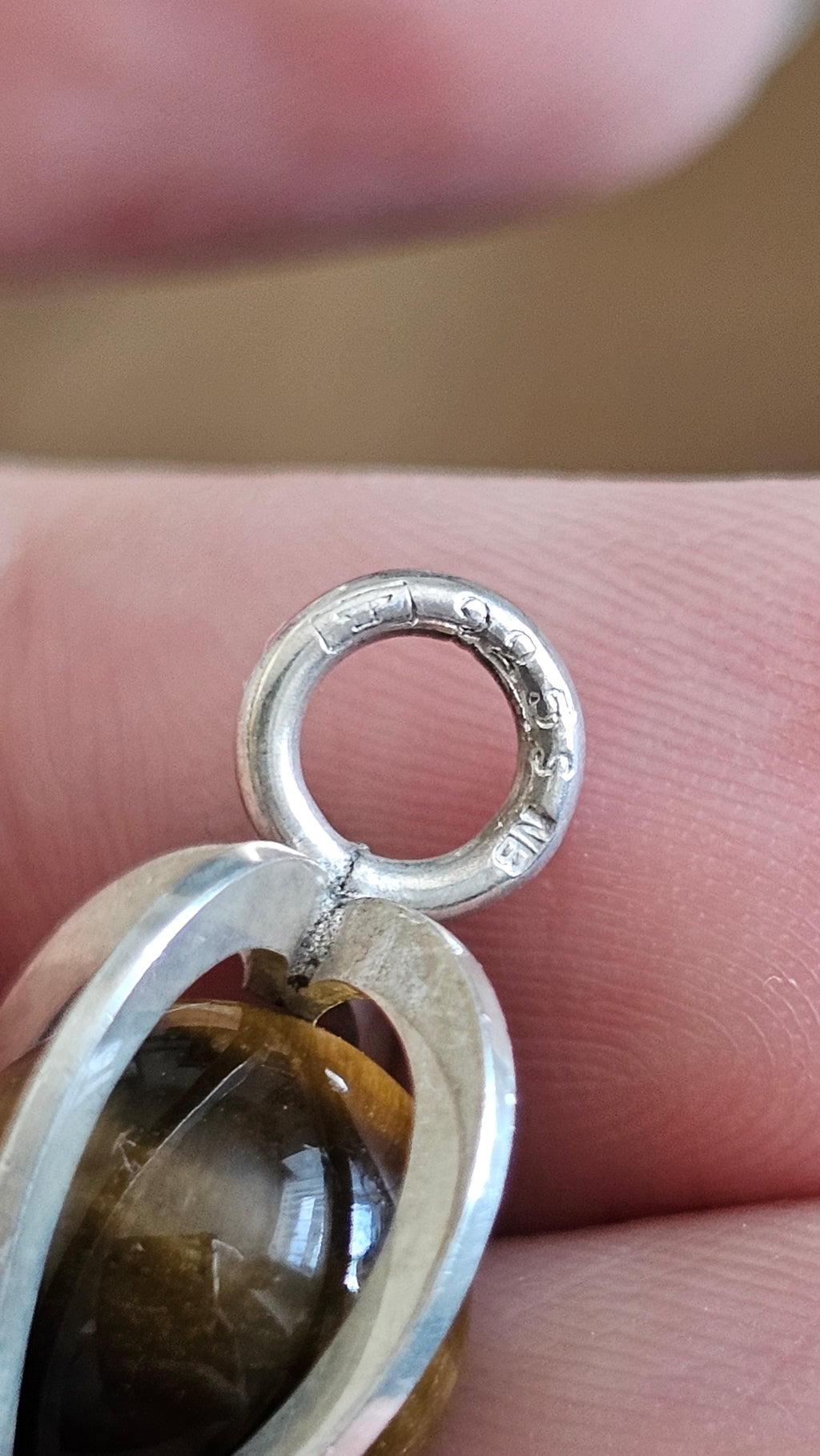 Vintage Elis Kauppi for Kupittaan Kulta Sterling Silver & Tiger's Eye Heart Pendant