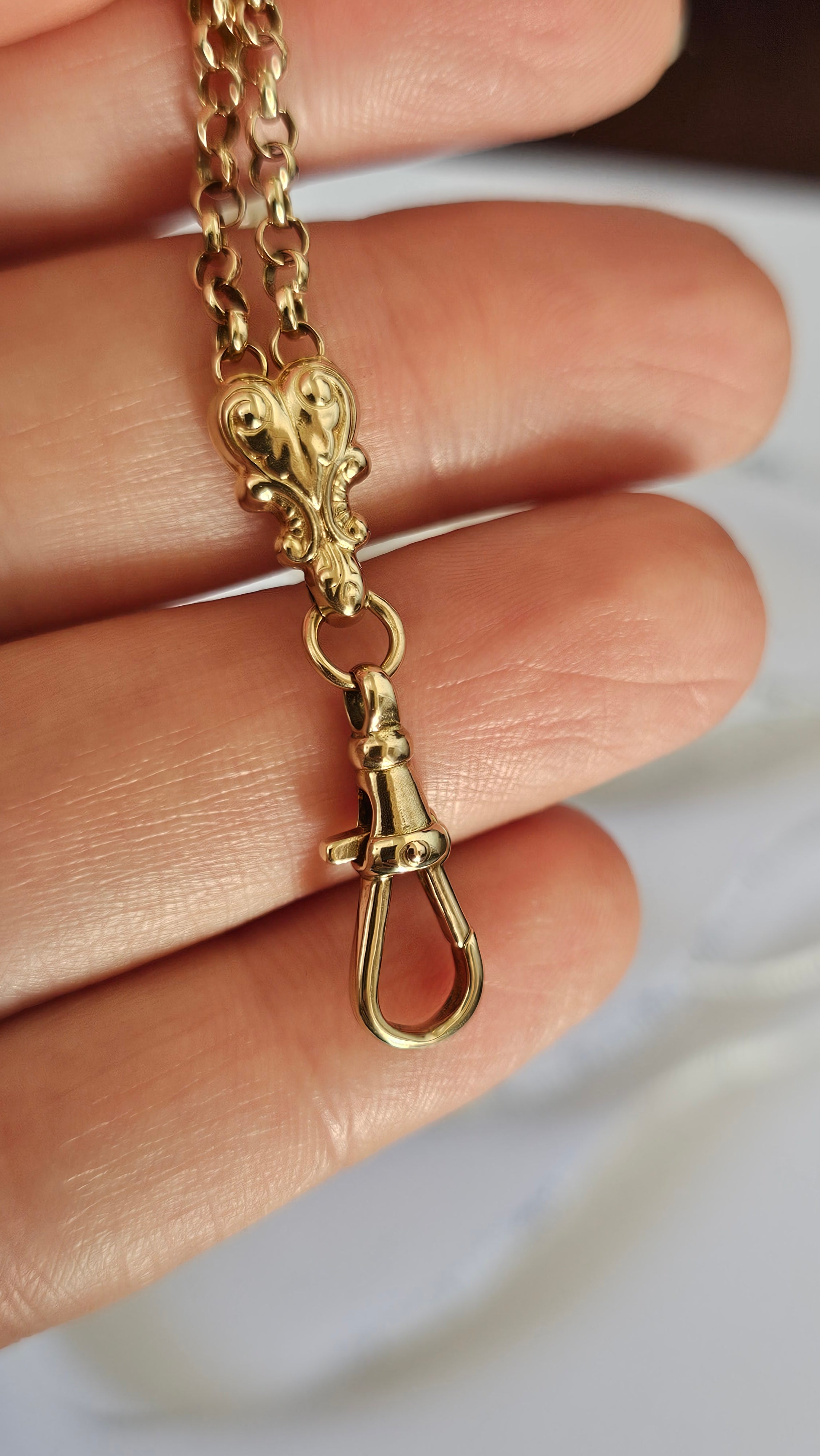 Solid 9ct Yellow Gold Double Albert Chain Bracelet with T-Bar & Dog Clip – 10.9g