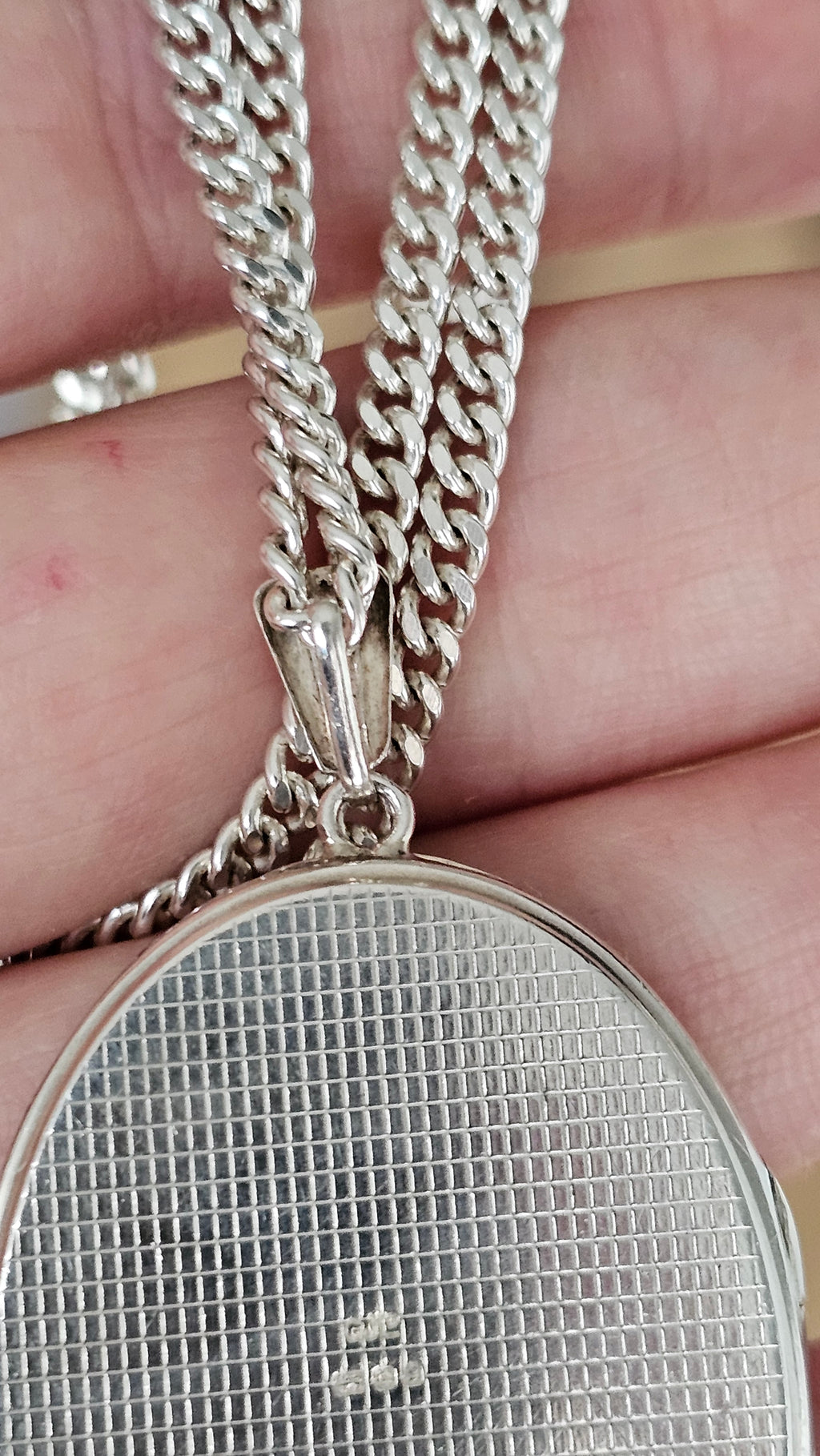 Large Vintage Georg Jensen Solid Sterling Silver Floral Locket & Curb Chain (32.1g)