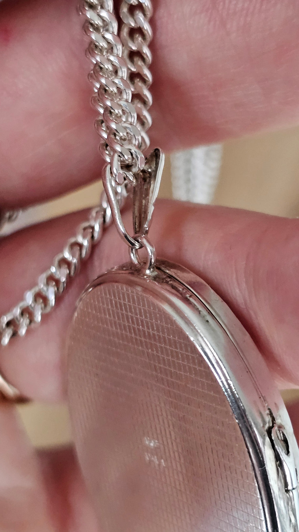 Large Vintage Georg Jensen Solid Sterling Silver Floral Locket & Curb Chain (32.1g)