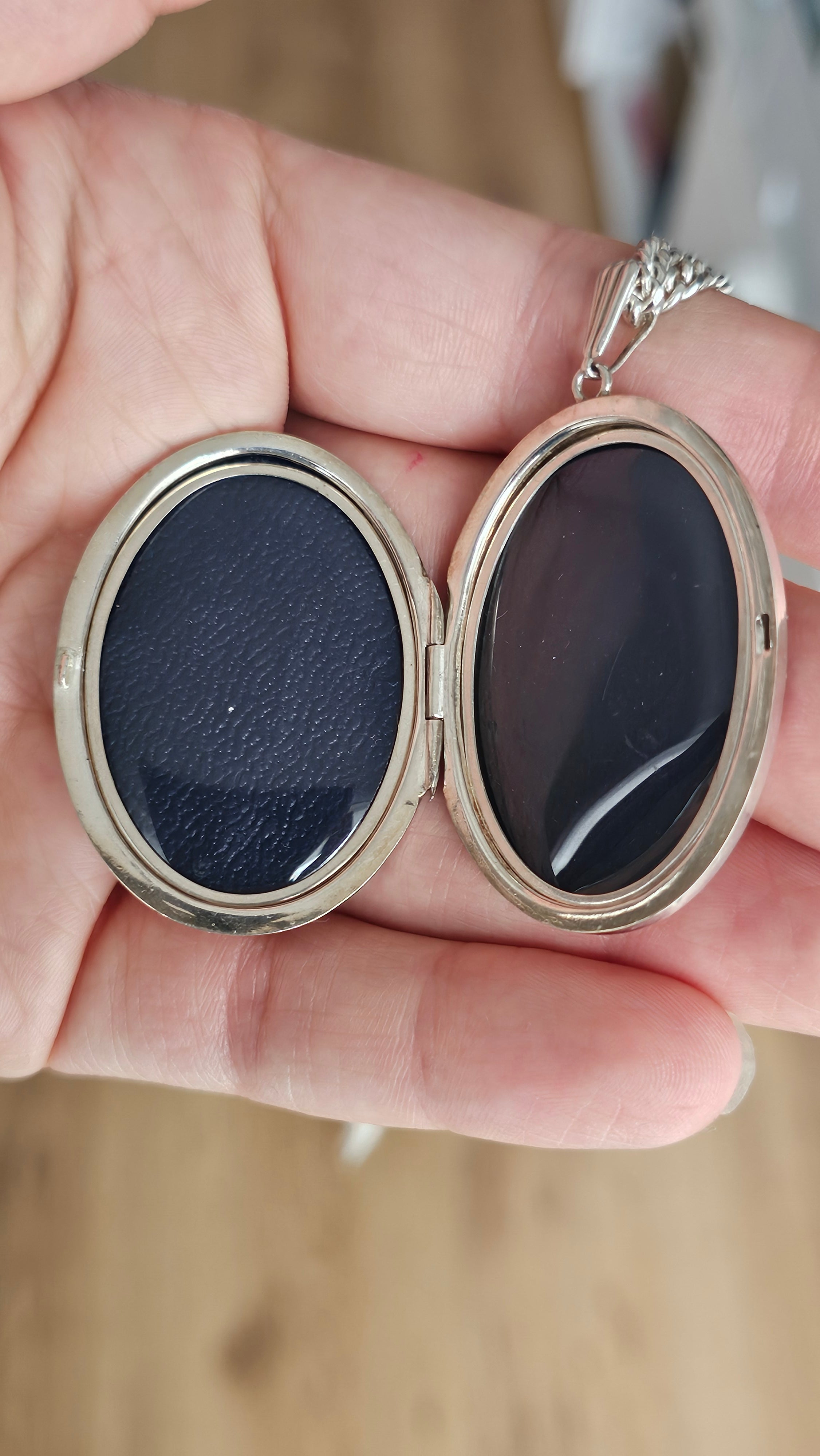 Large Vintage Georg Jensen Solid Sterling Silver Floral Locket & Curb Chain (32.1g)