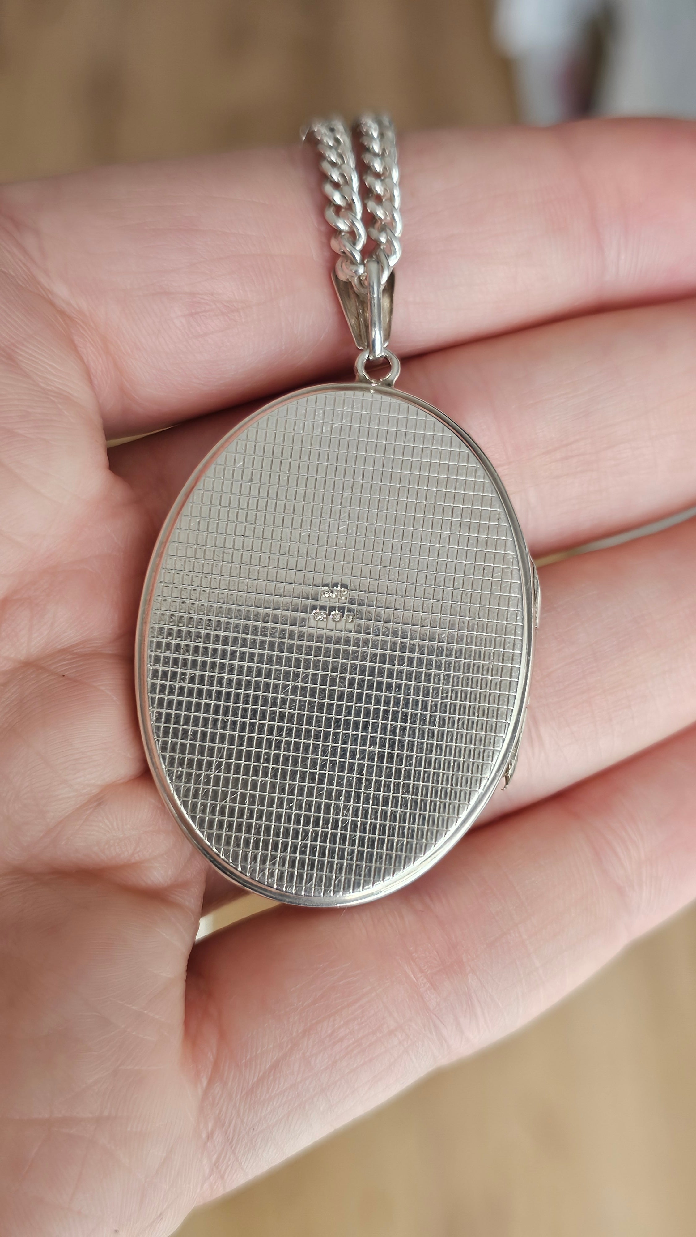 Large Vintage Georg Jensen Solid Sterling Silver Floral Locket & Curb Chain (32.1g)