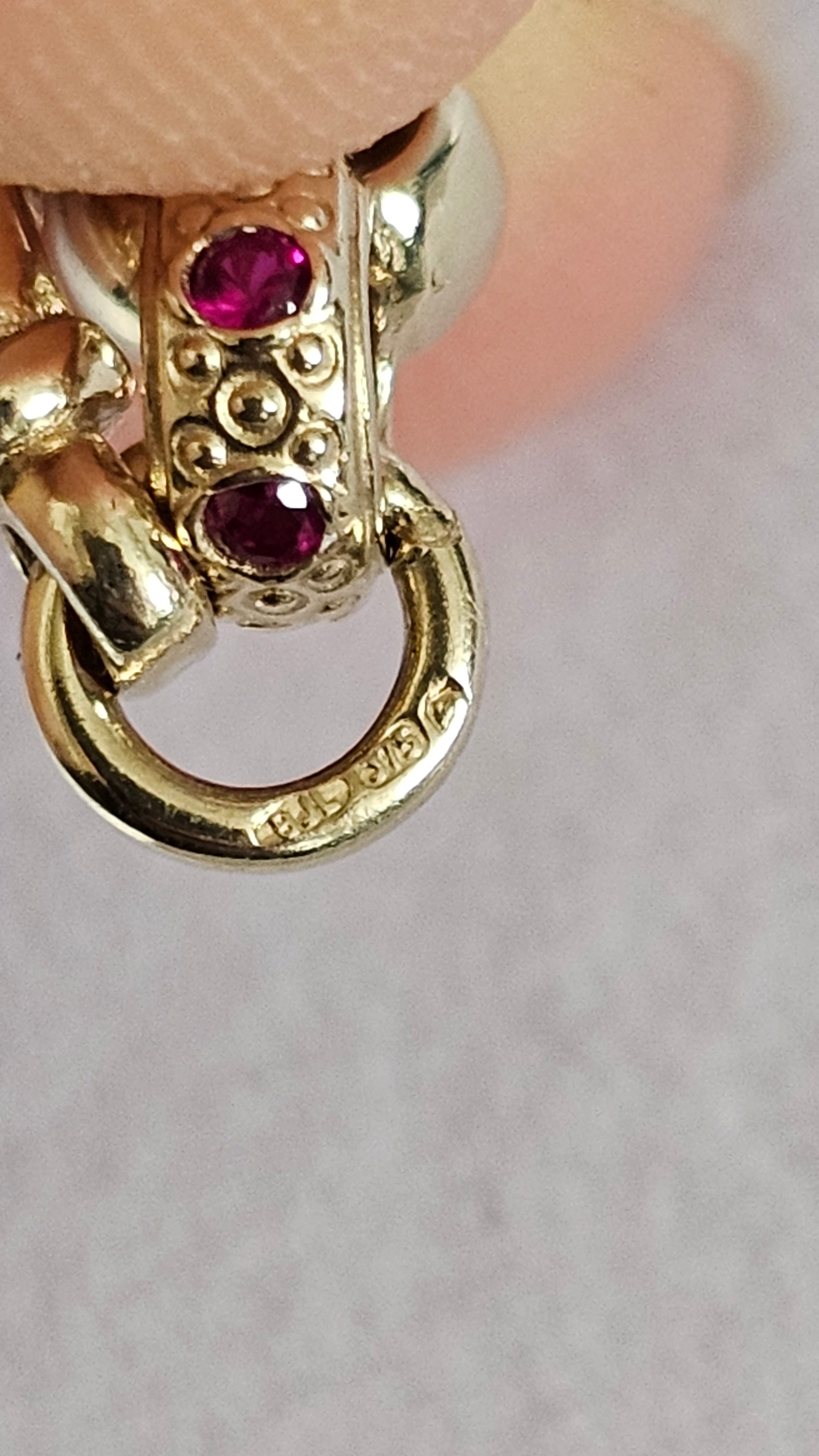 Solid 9ct Yellow Gold & Ruby Belcher Bracelet – Dog Clip Clasp (10.88g)