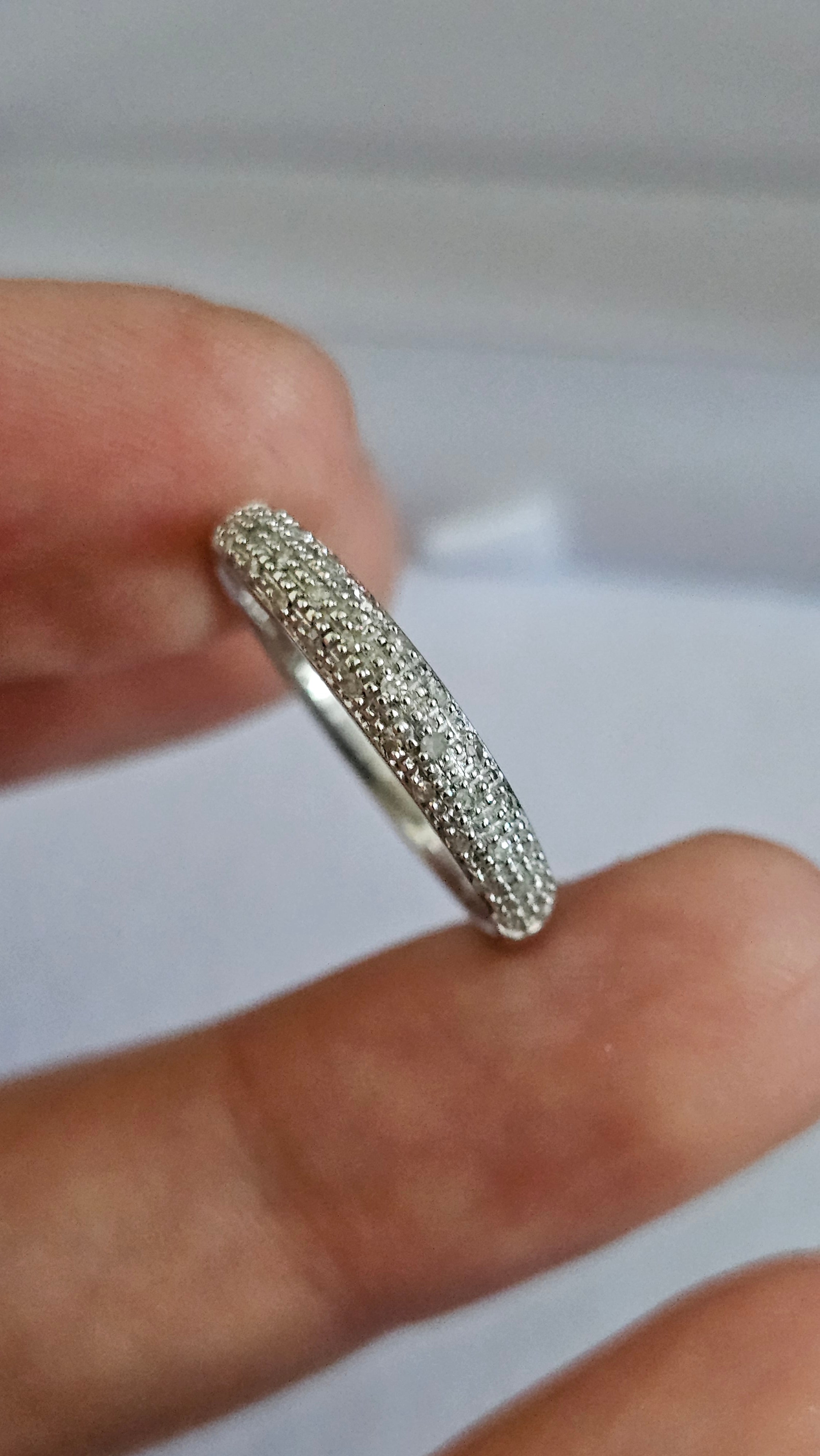 9ct White Gold 0.15ct Natural Diamond Pavé Ring – Size Q 1/2