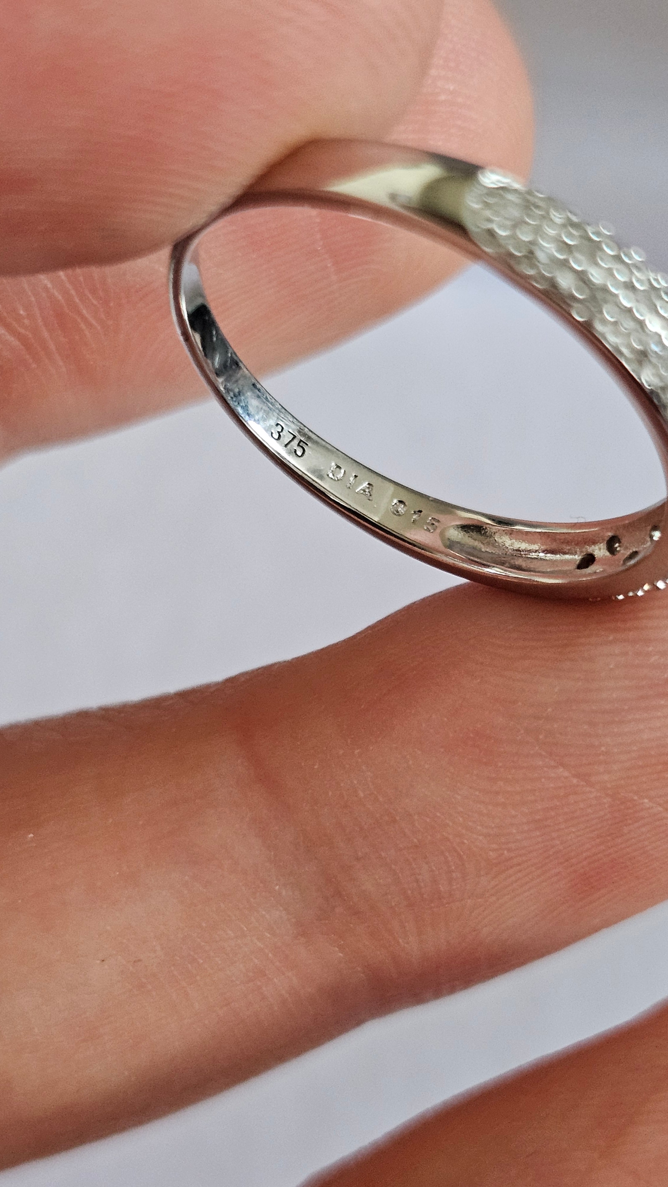 9ct White Gold 0.15ct Natural Diamond Pavé Ring – Size Q 1/2