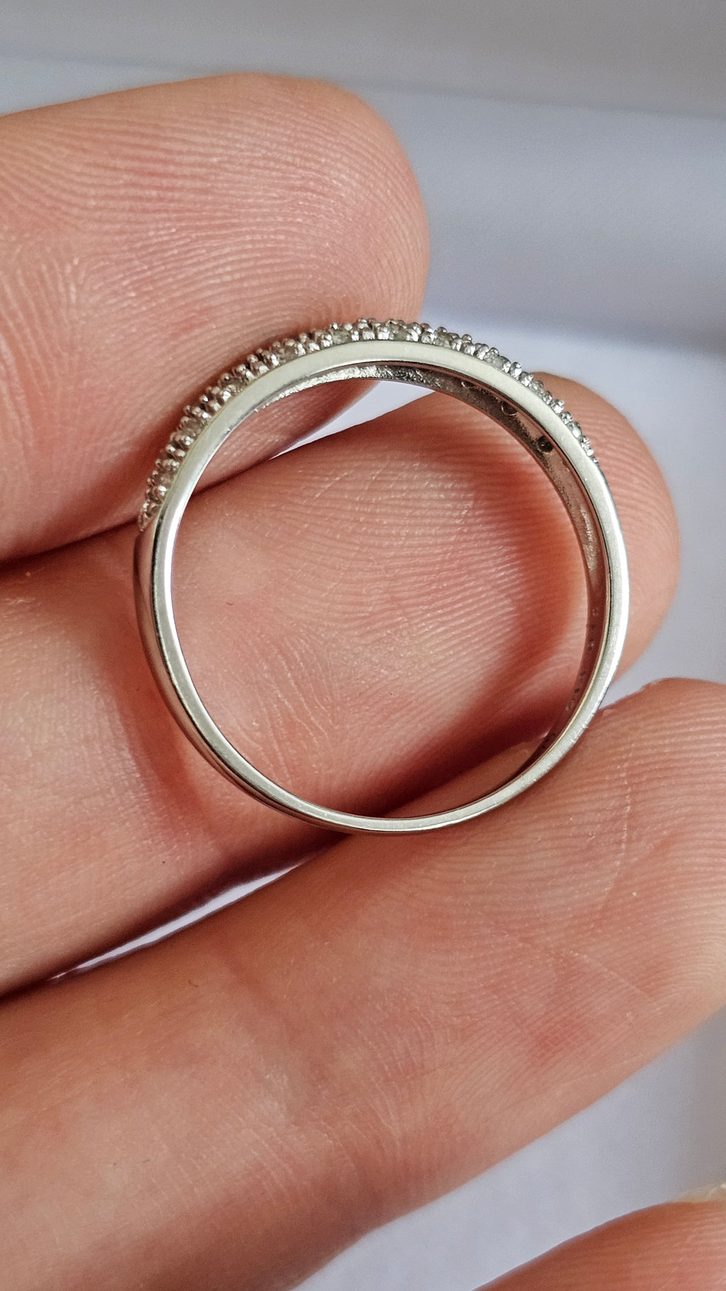 9ct White Gold 0.15ct Natural Diamond Pavé Ring – Size Q 1/2