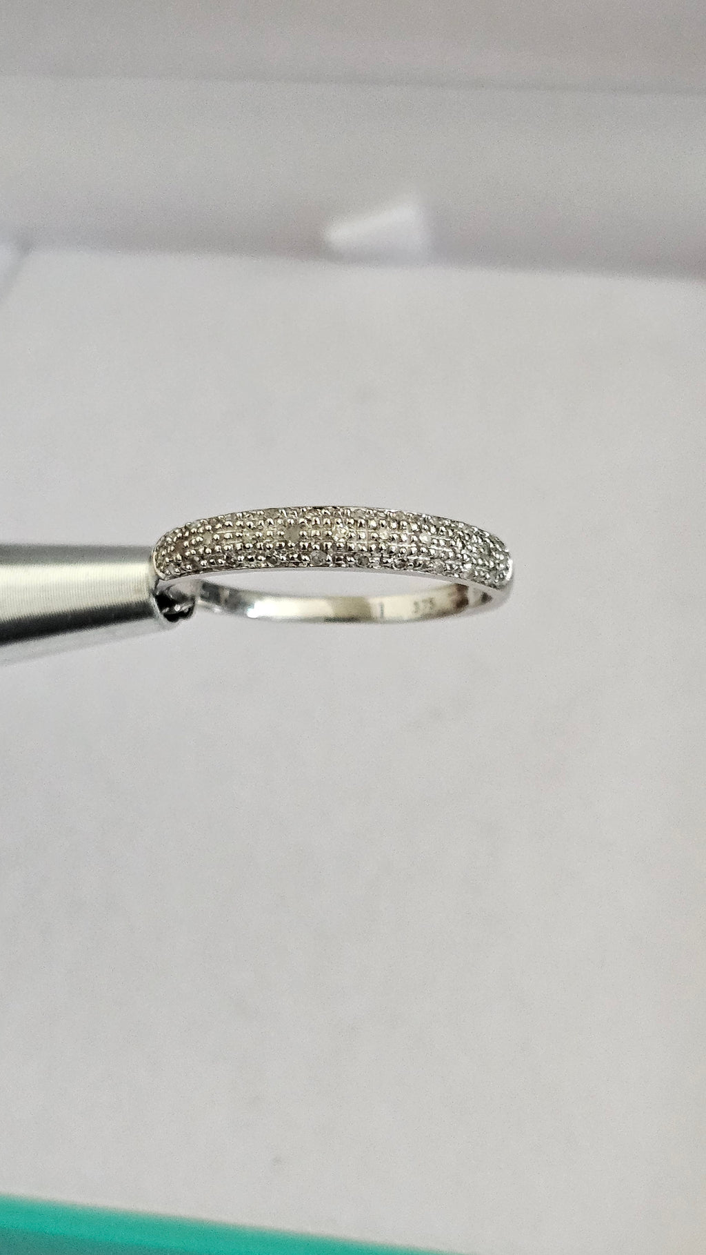 9ct White Gold 0.15ct Natural Diamond Pavé Ring – Size Q 1/2