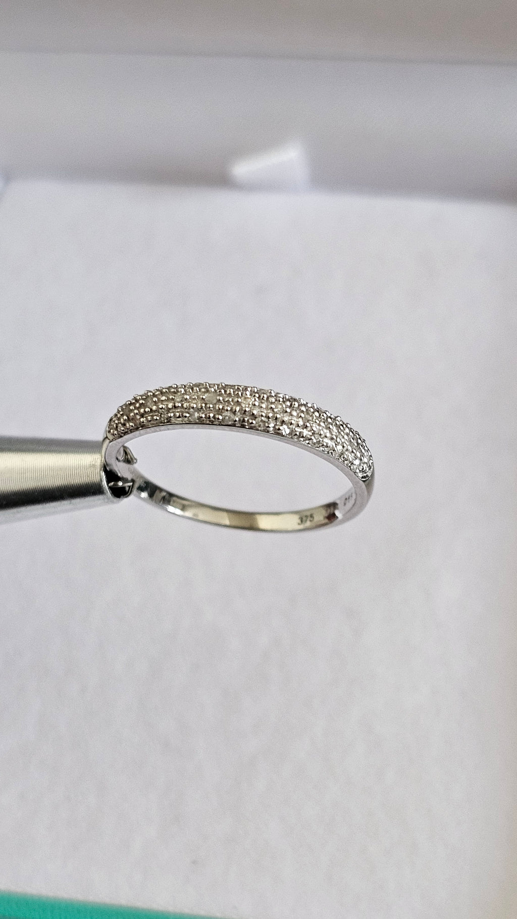 9ct White Gold 0.15ct Natural Diamond Pavé Ring – Size Q 1/2