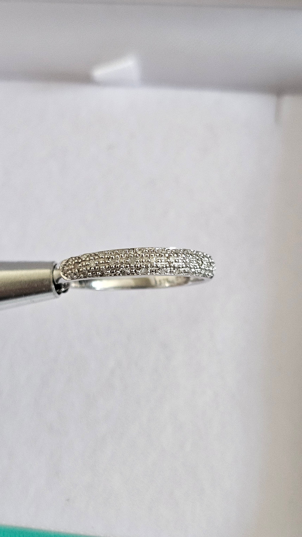 9ct White Gold 0.15ct Natural Diamond Pavé Ring – Size Q 1/2
