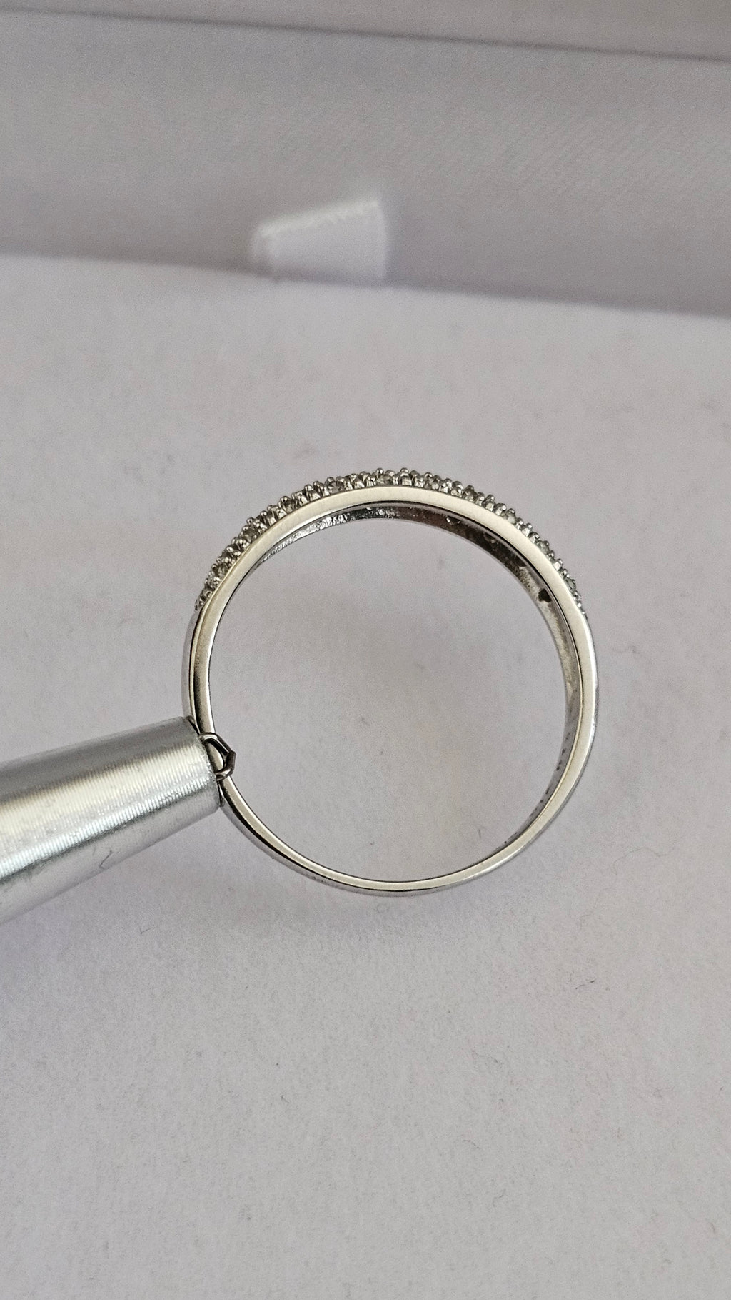 9ct White Gold 0.15ct Natural Diamond Pavé Ring – Size Q 1/2