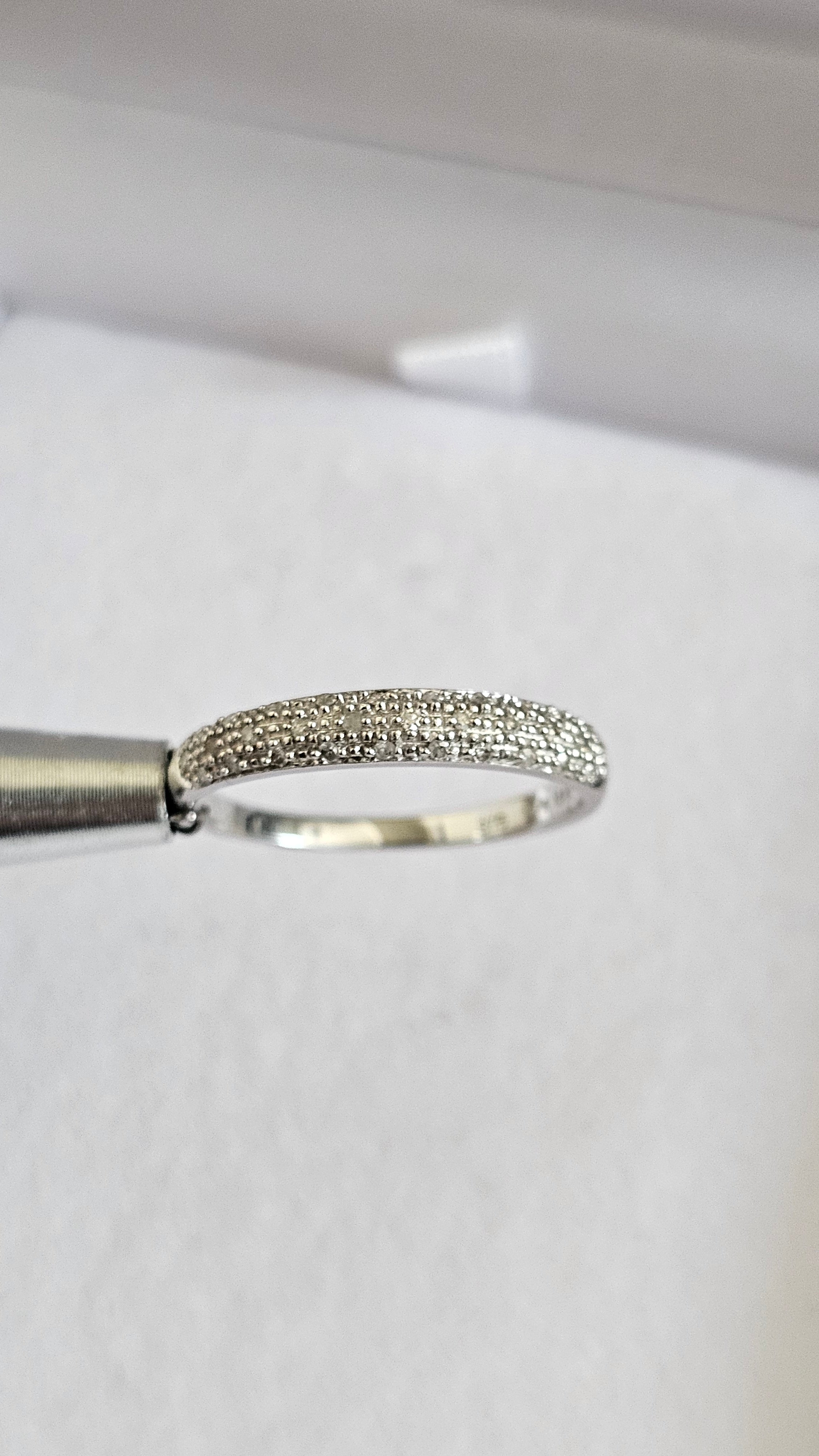 9ct White Gold 0.15ct Natural Diamond Pavé Ring – Size Q 1/2