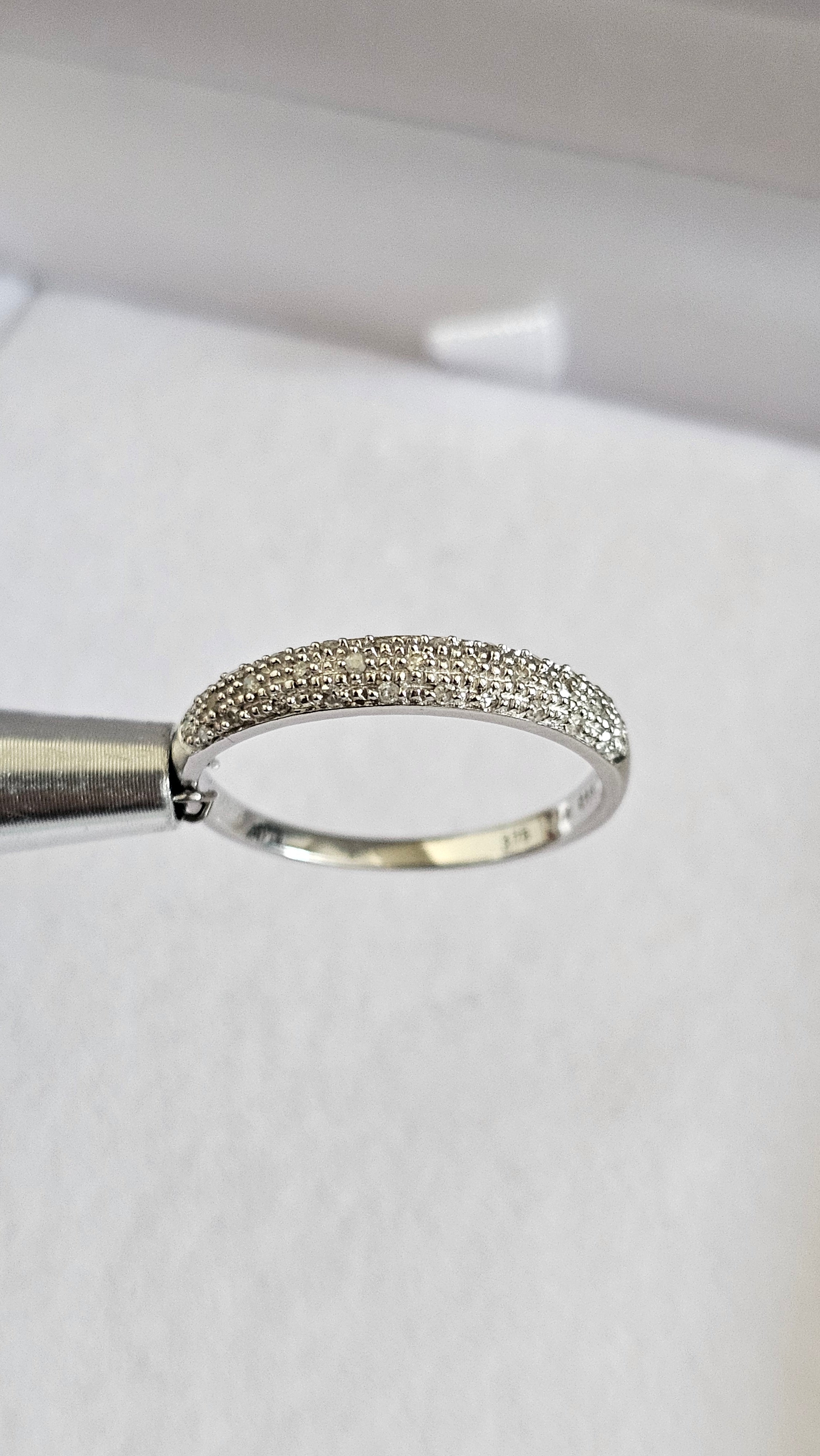 9ct White Gold 0.15ct Natural Diamond Pavé Ring – Size Q 1/2