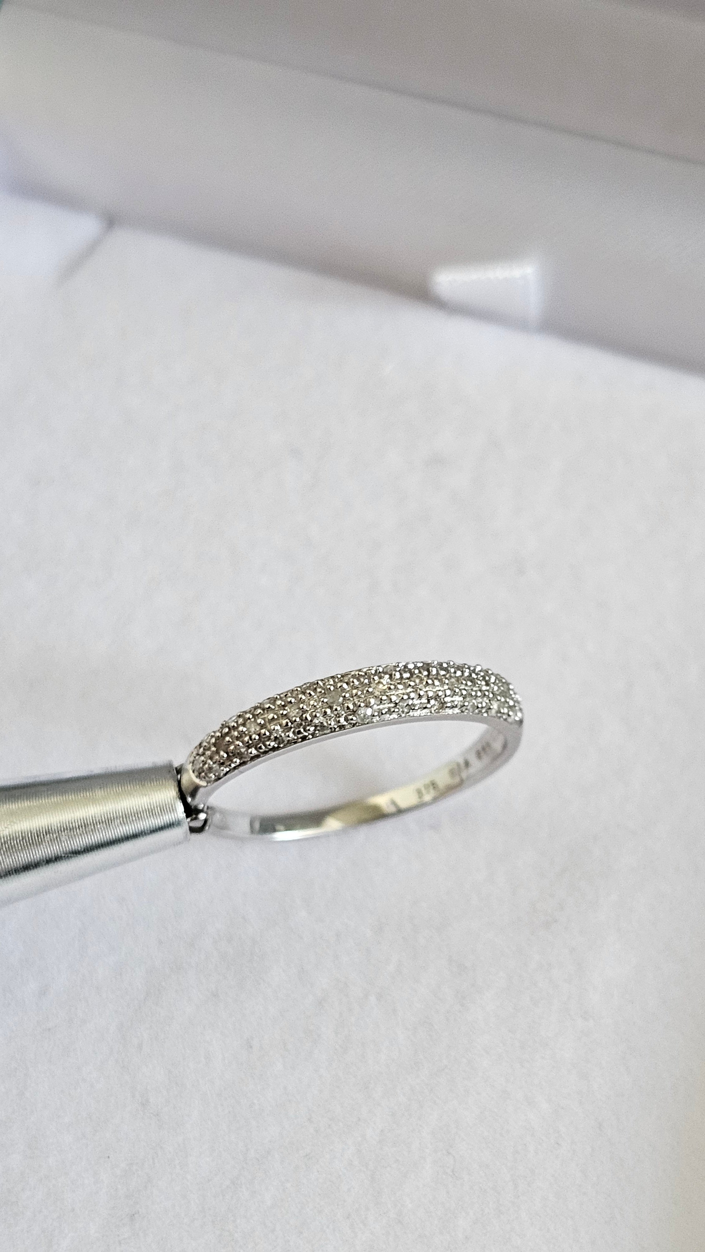 9ct White Gold 0.15ct Natural Diamond Pavé Ring – Size Q 1/2