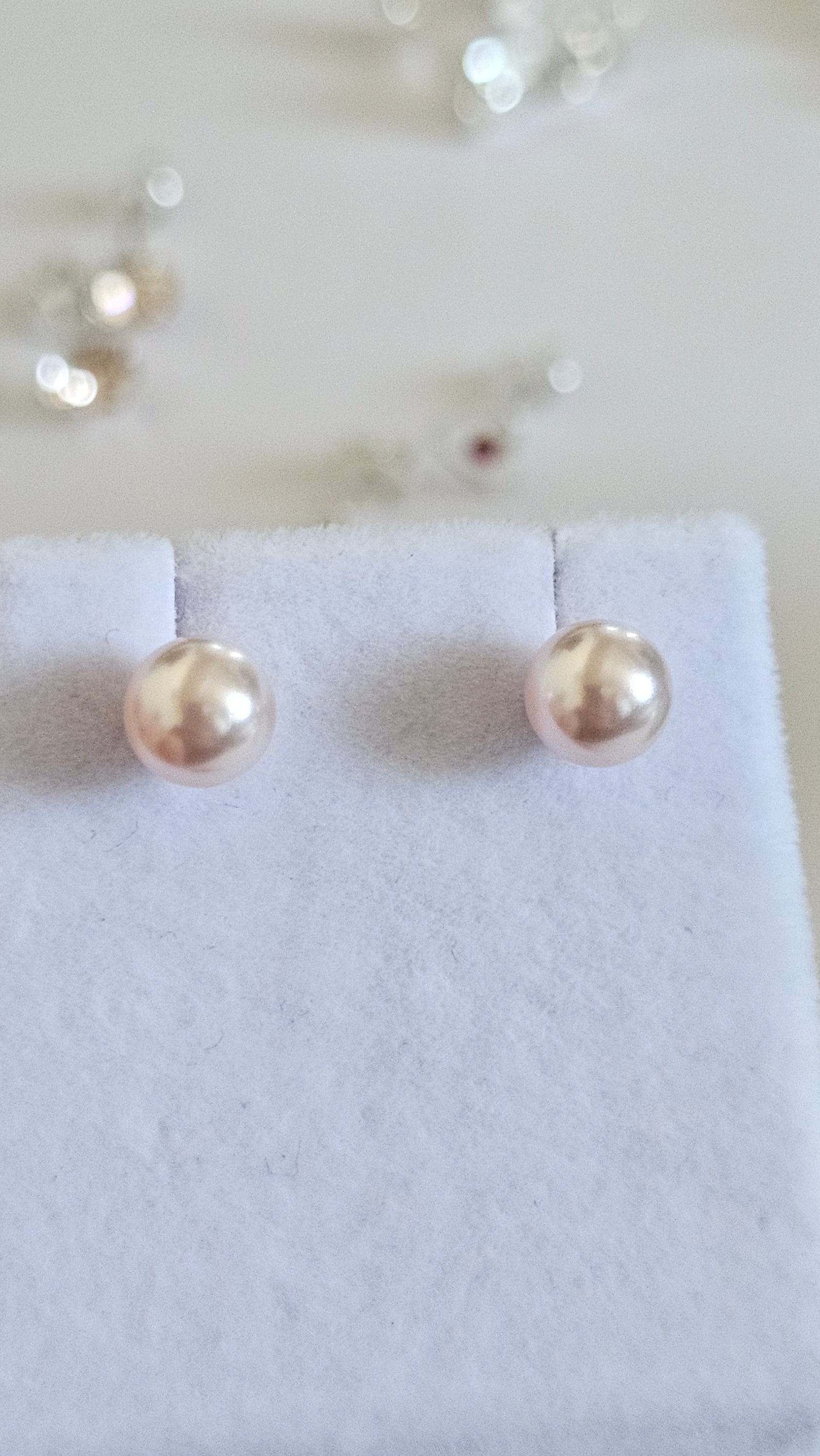 Elegant 925 Sterling Silver Plush Pink Pearl Stud Earrings, 6mm