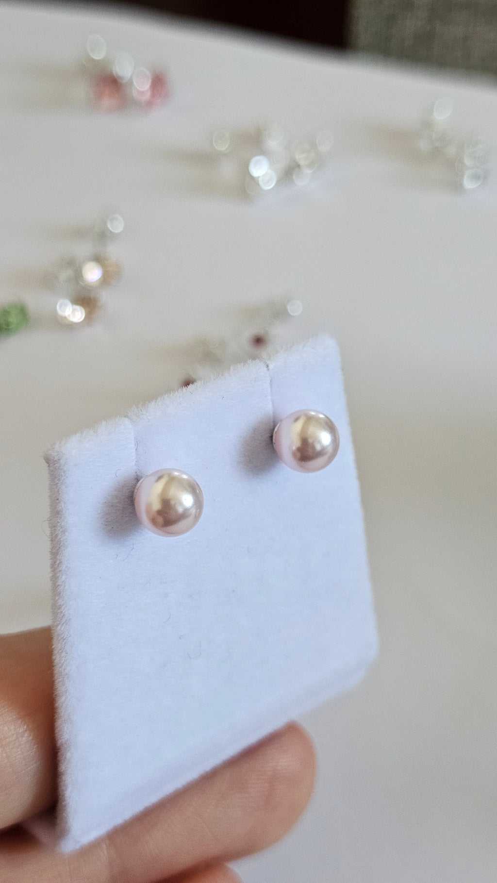 Elegant 925 Sterling Silver Plush Pink Pearl Stud Earrings, 6mm