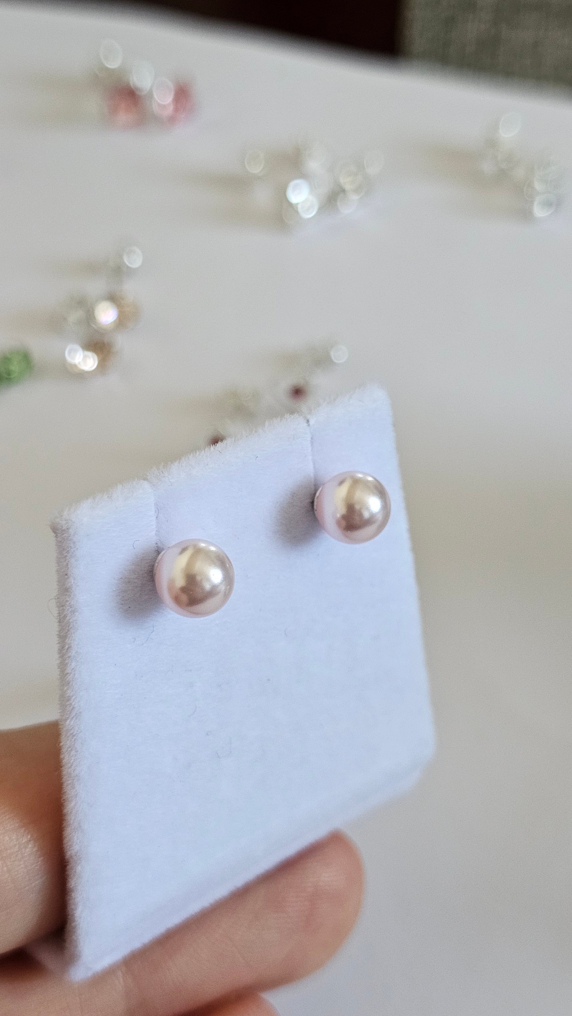 Elegant 925 Sterling Silver Plush Pink Pearl Stud Earrings, 6mm