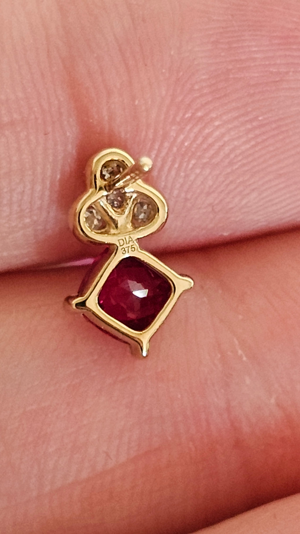 Solid 9ct Yellow Gold Ruby & Diamond Knot Stud Earrings