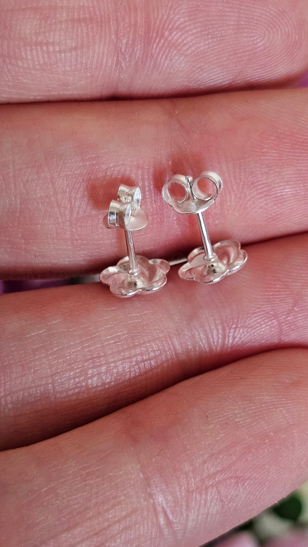 Elegant 925 Sterling Silver Red Stone Floral Stud Earrings