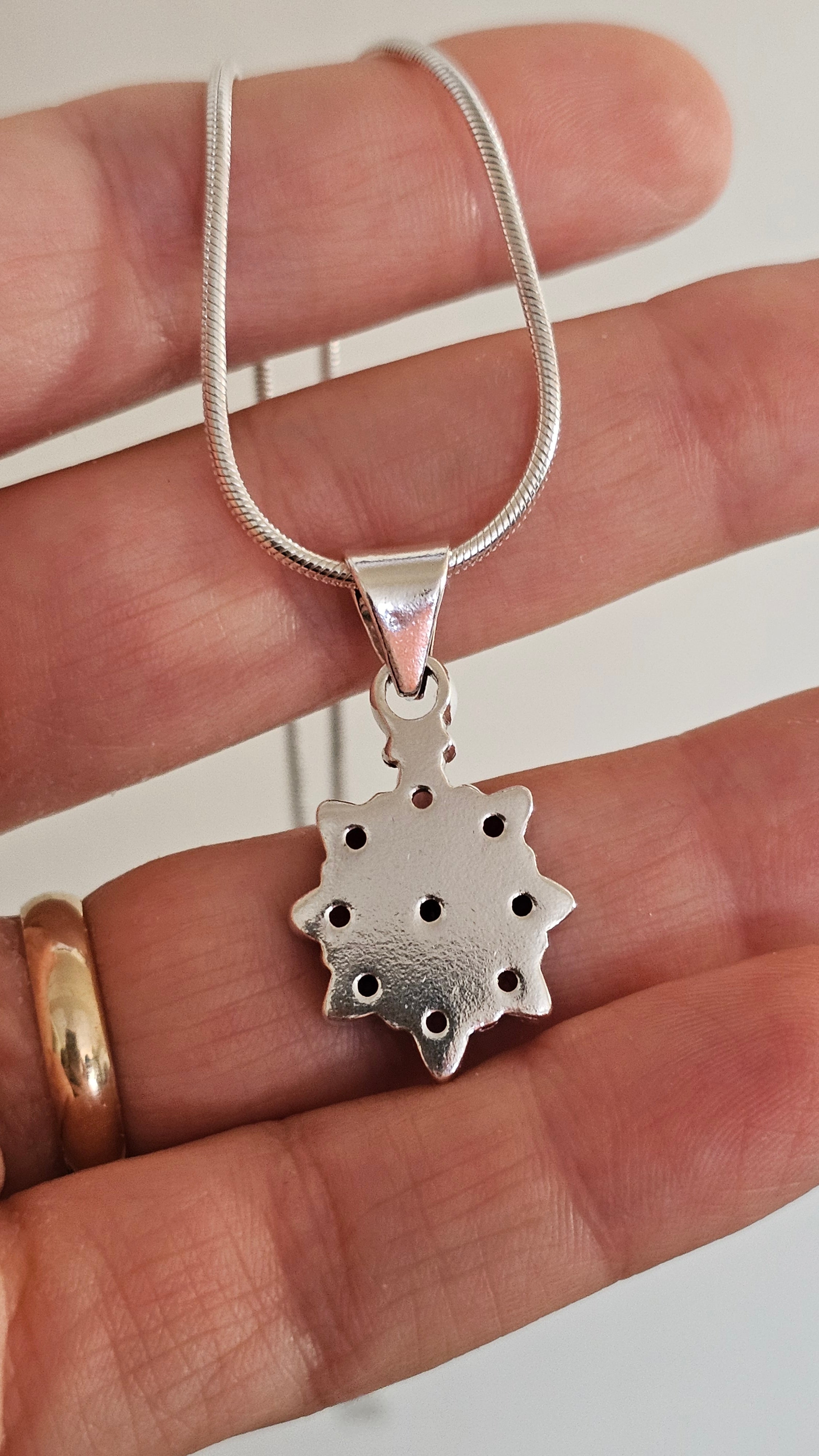 Solid 925 Sterling Silver Natural Multi-Gemstone Floral Pendant Necklace - 15.5"