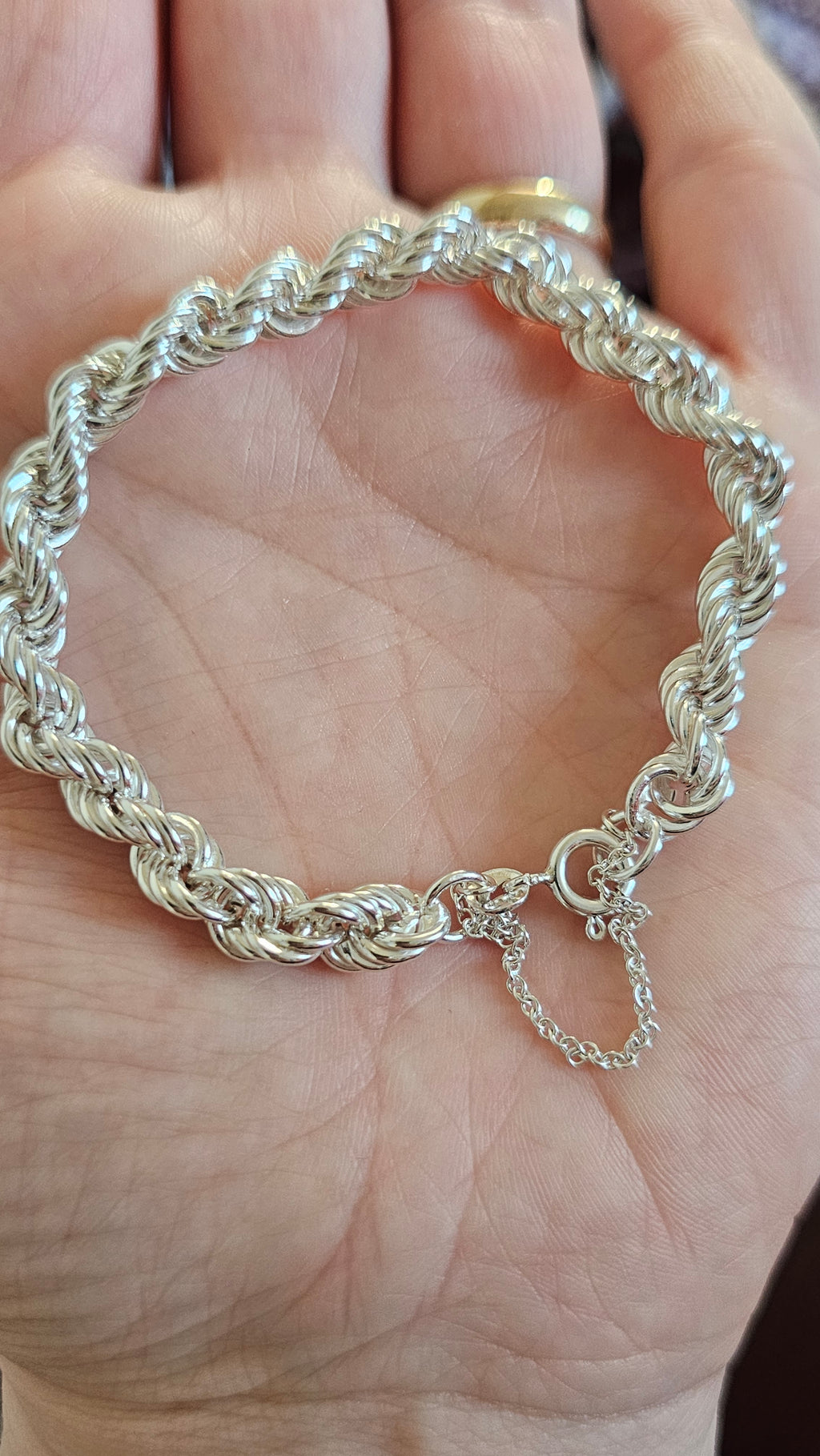 925 Sterling Silver Rope Chain Bracelet 9.26g, 6.45mm