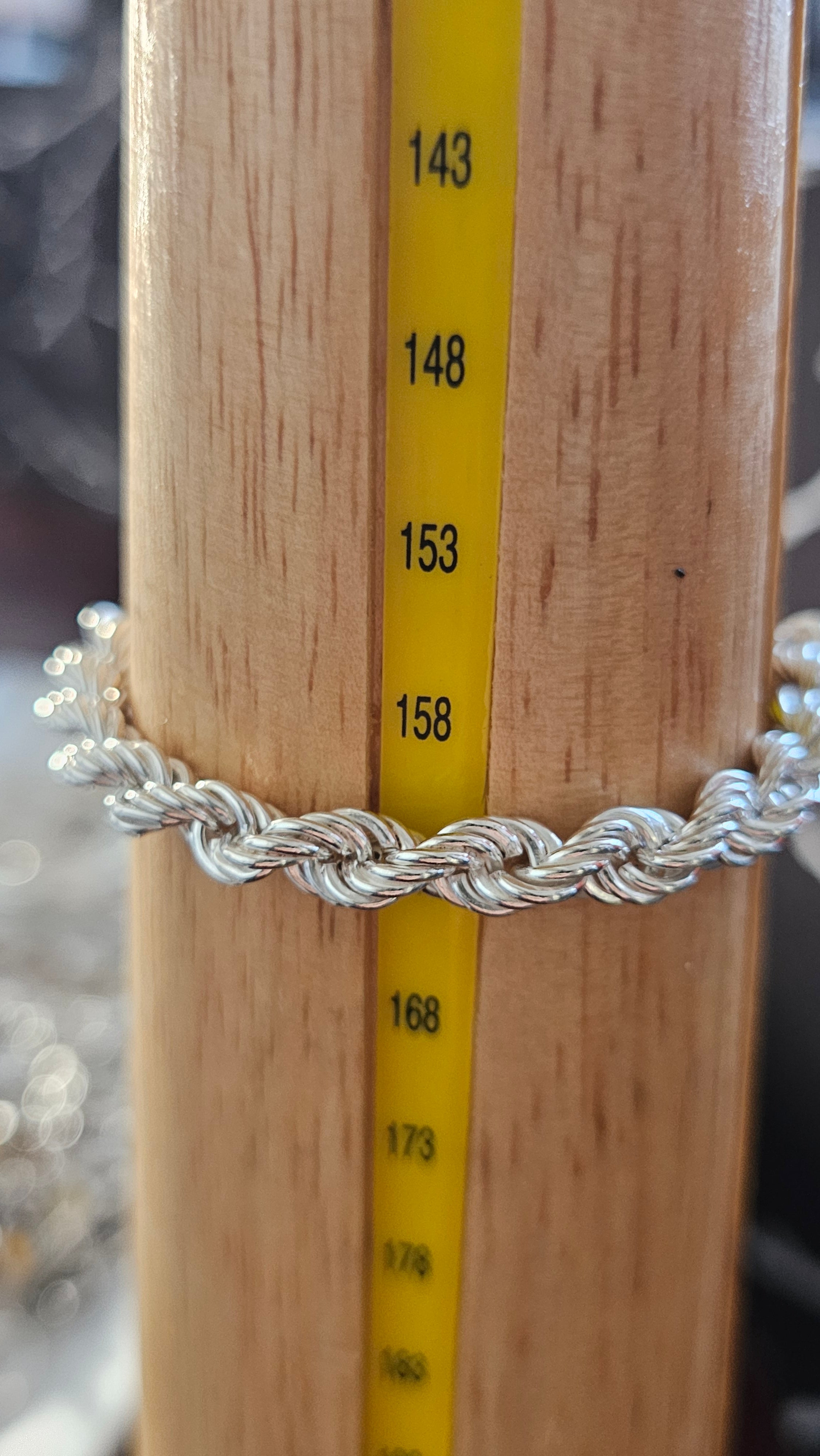 925 Sterling Silver Rope Chain Bracelet 9.26g, 6.45mm