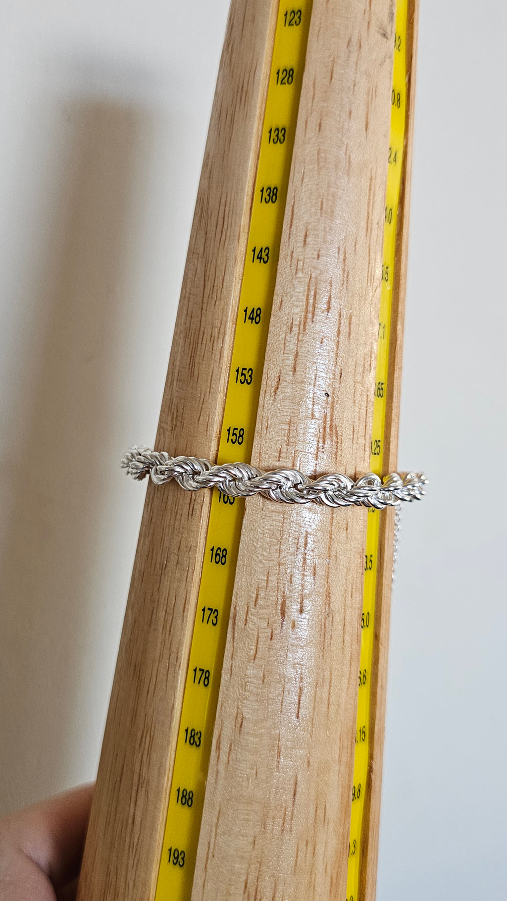 925 Sterling Silver Rope Chain Bracelet 9.26g, 6.45mm