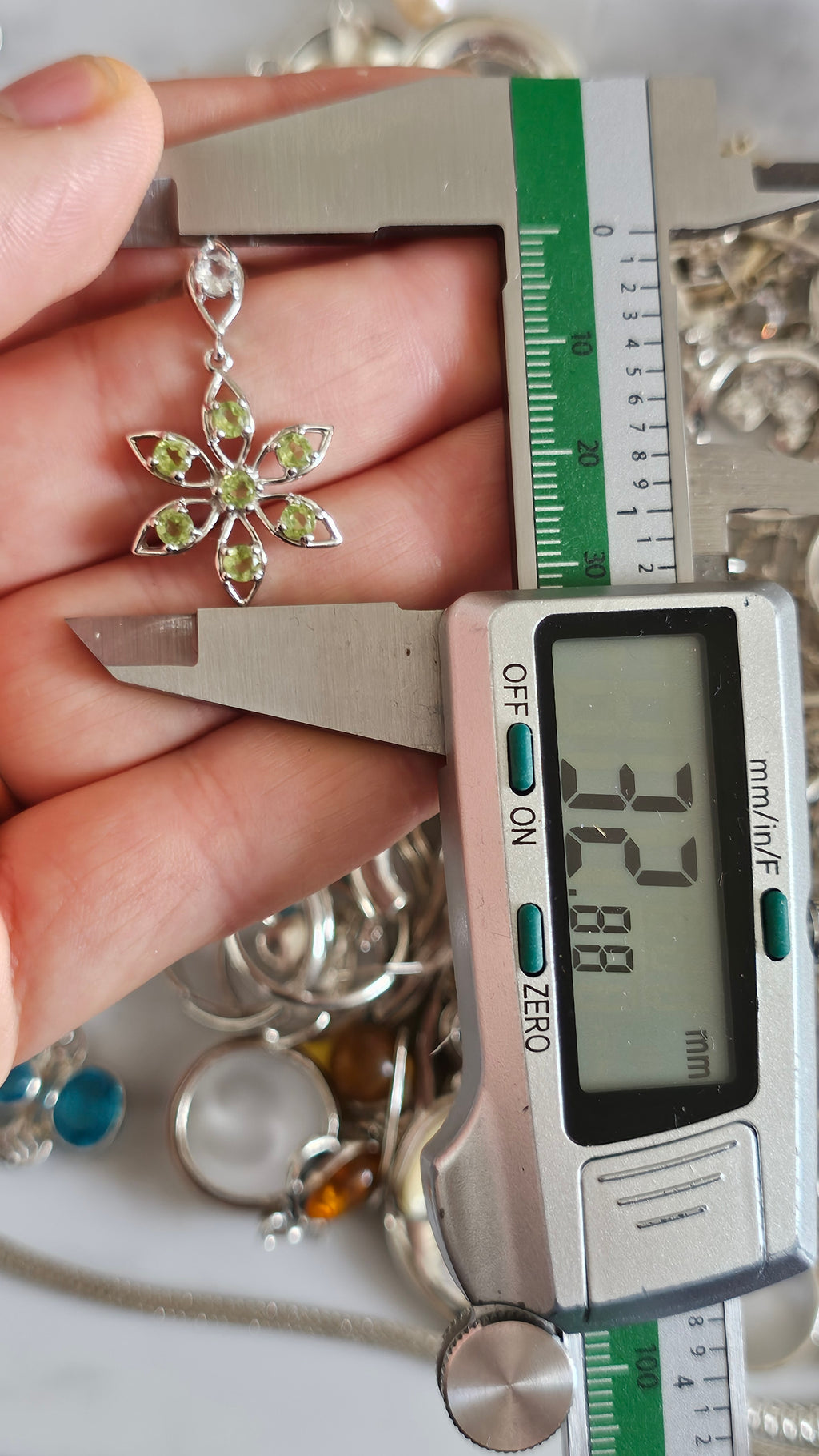 Solid 925 Sterling Silver Natural Peridot Floral Drop Earrings