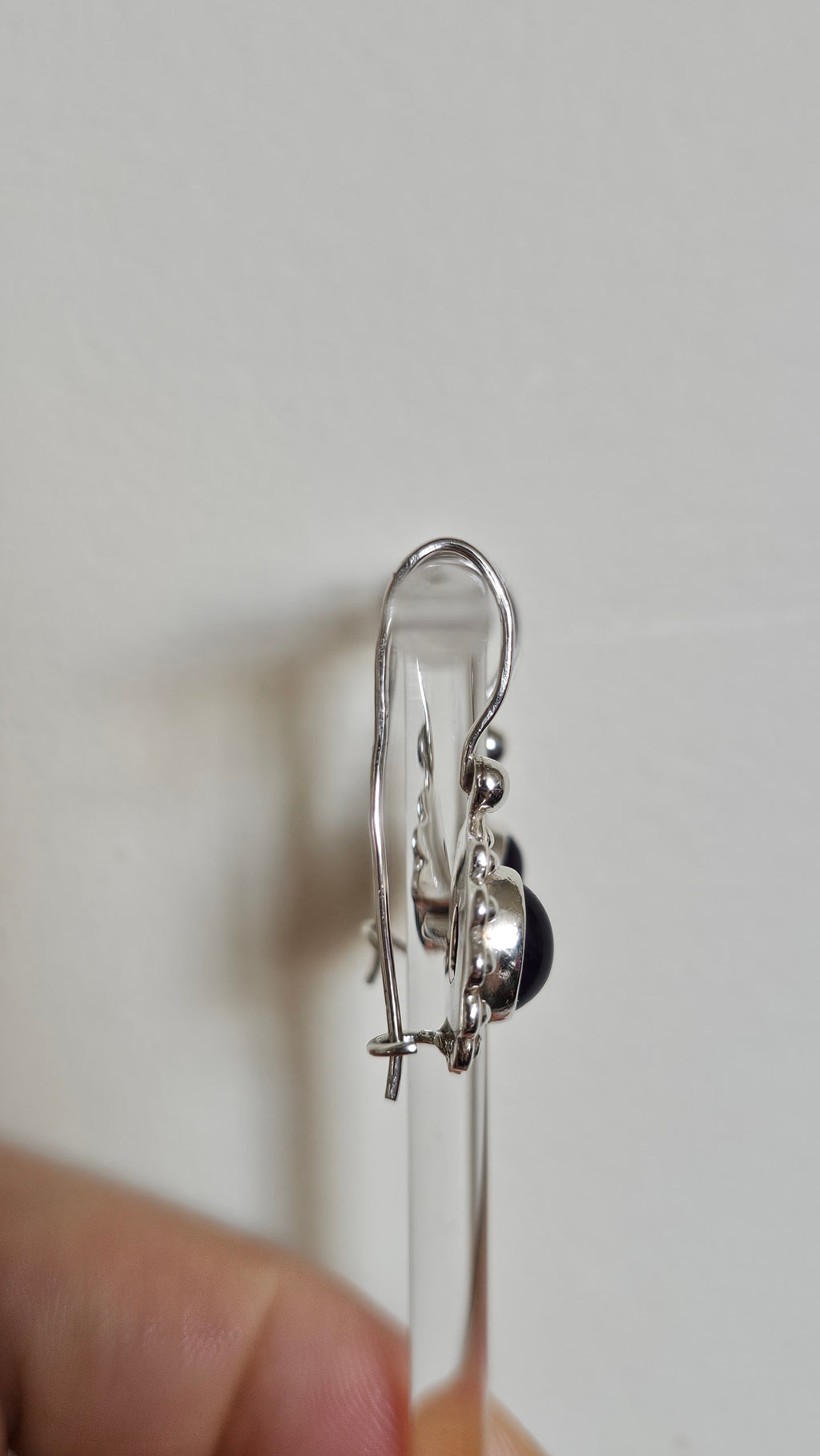 925 Sterling Silver & Oval Amethyst Ornate Drop Earrings