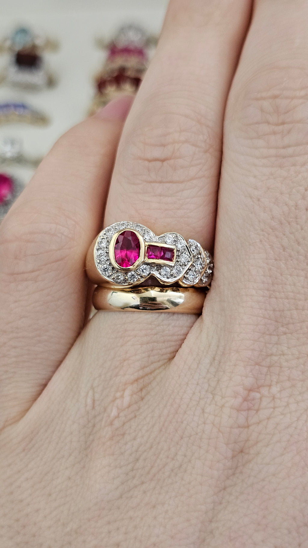 Vintage 18ct Yellow Gold Natural Spinel & Ruby Dress Ring – Size P