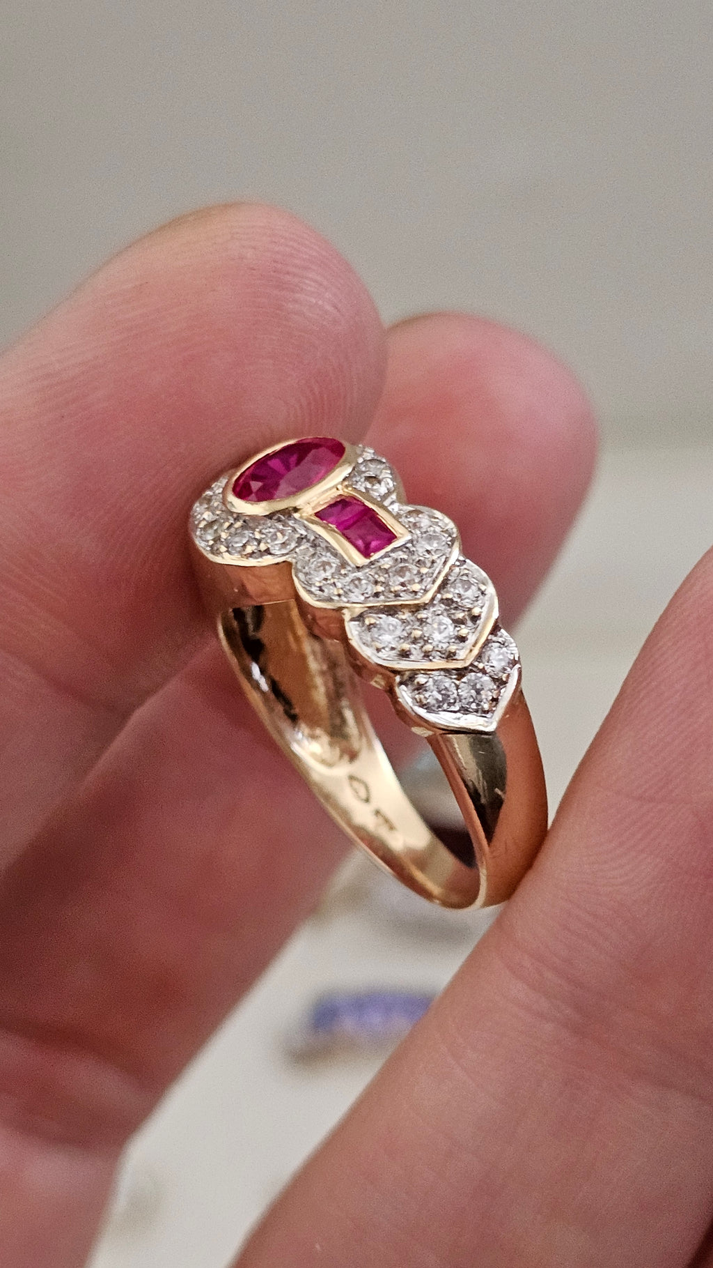 Vintage 18ct Yellow Gold Natural Spinel & Ruby Dress Ring – Size P