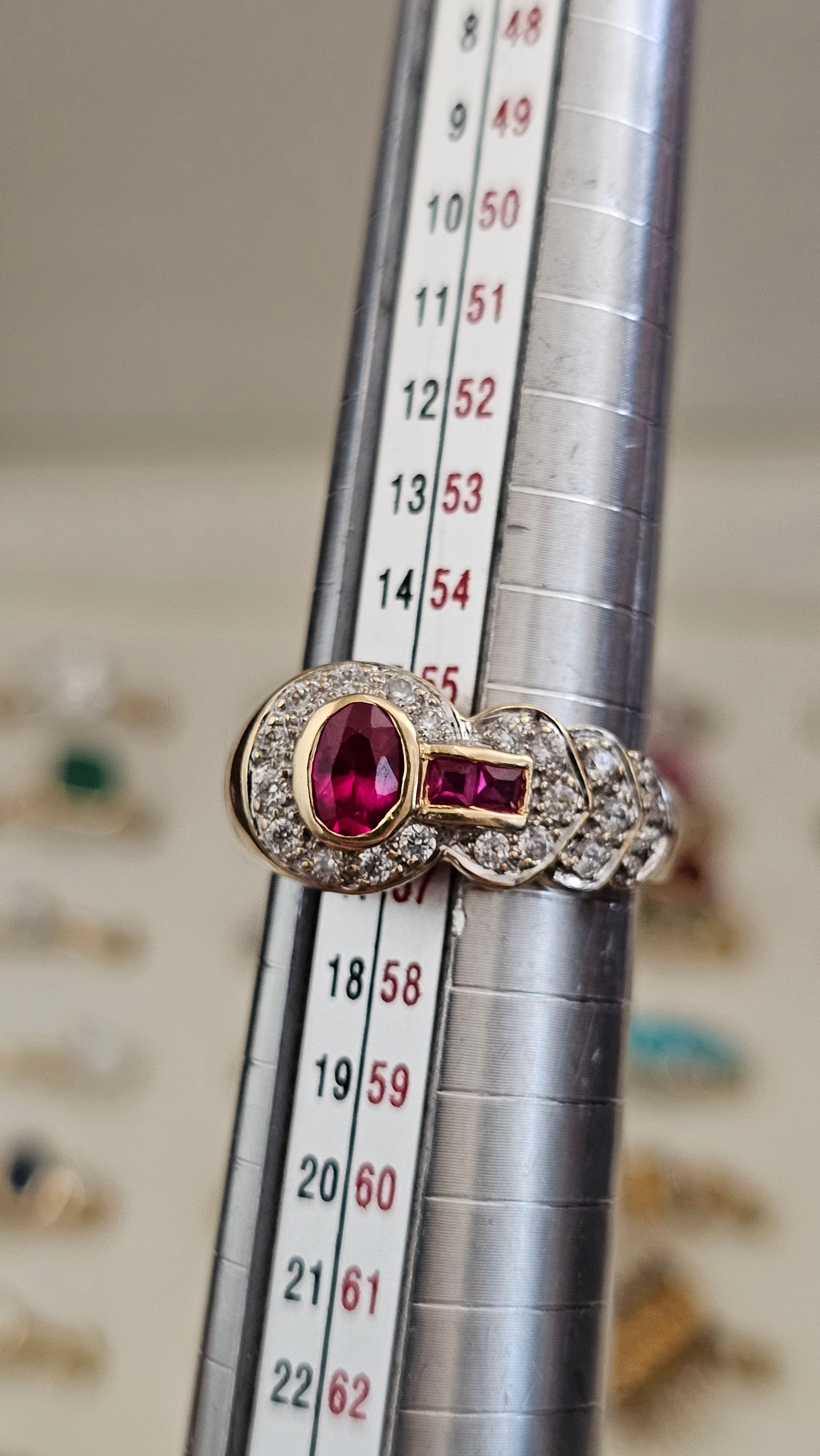 Vintage 18ct Yellow Gold Natural Spinel & Ruby Dress Ring – Size P
