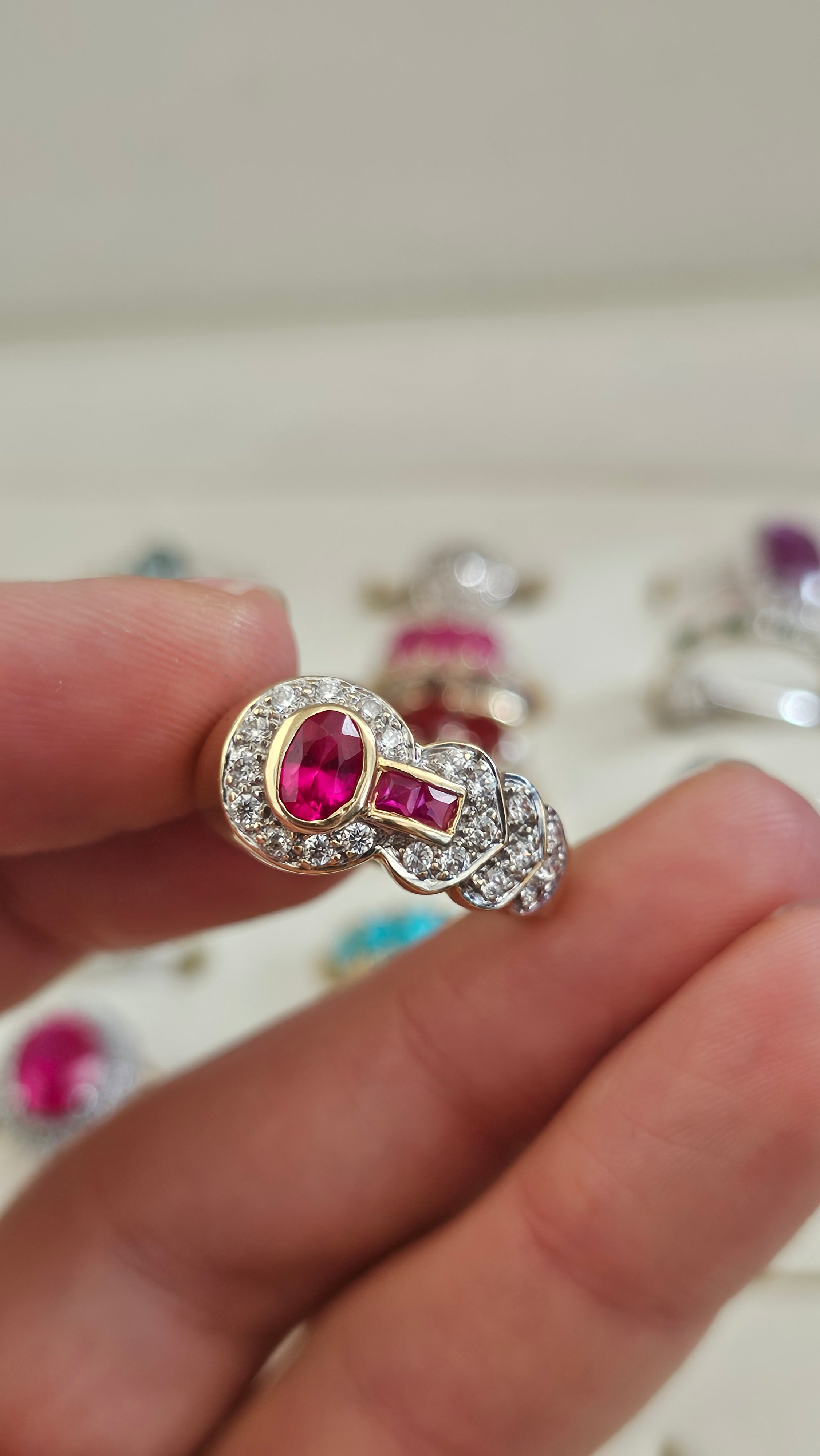 Vintage 18ct Yellow Gold Natural Spinel & Ruby Dress Ring – Size P