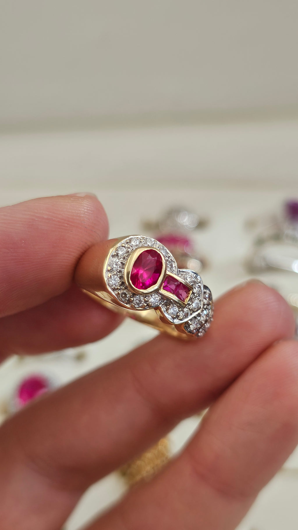 Vintage 18ct Yellow Gold Natural Spinel & Ruby Dress Ring – Size P
