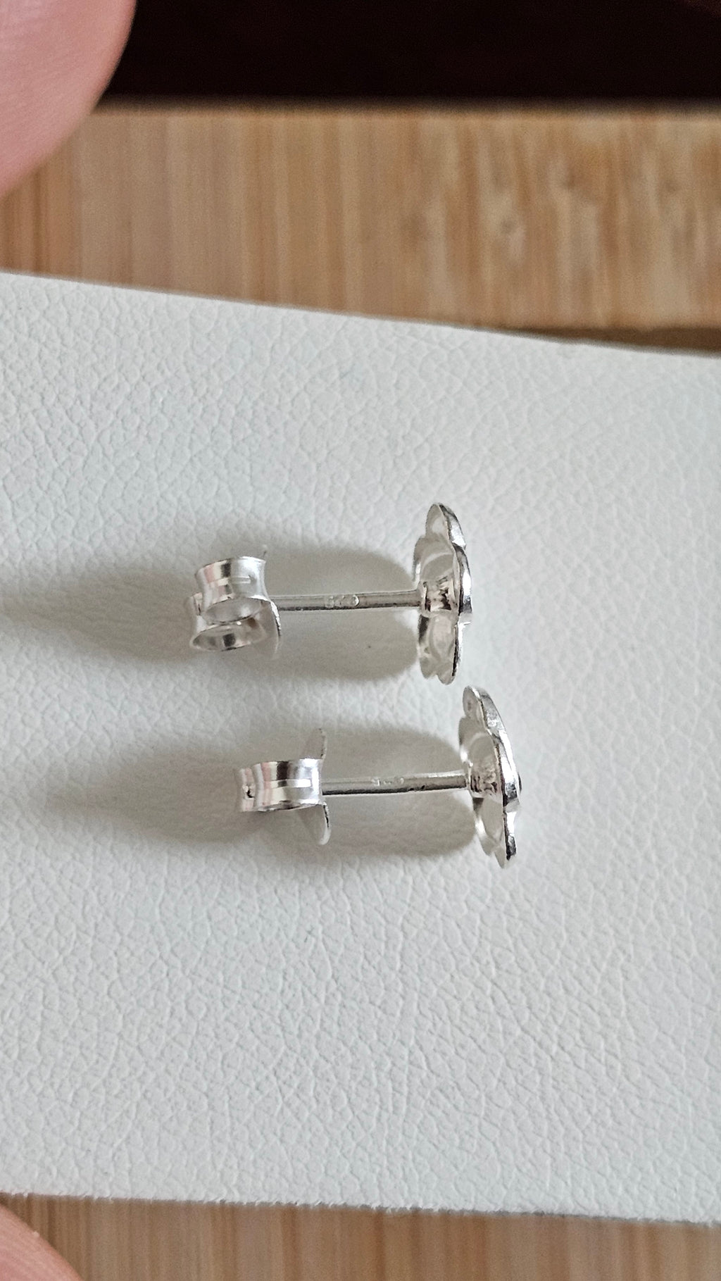 Elegant 925 Sterling Silver Red Stone Floral Stud Earrings