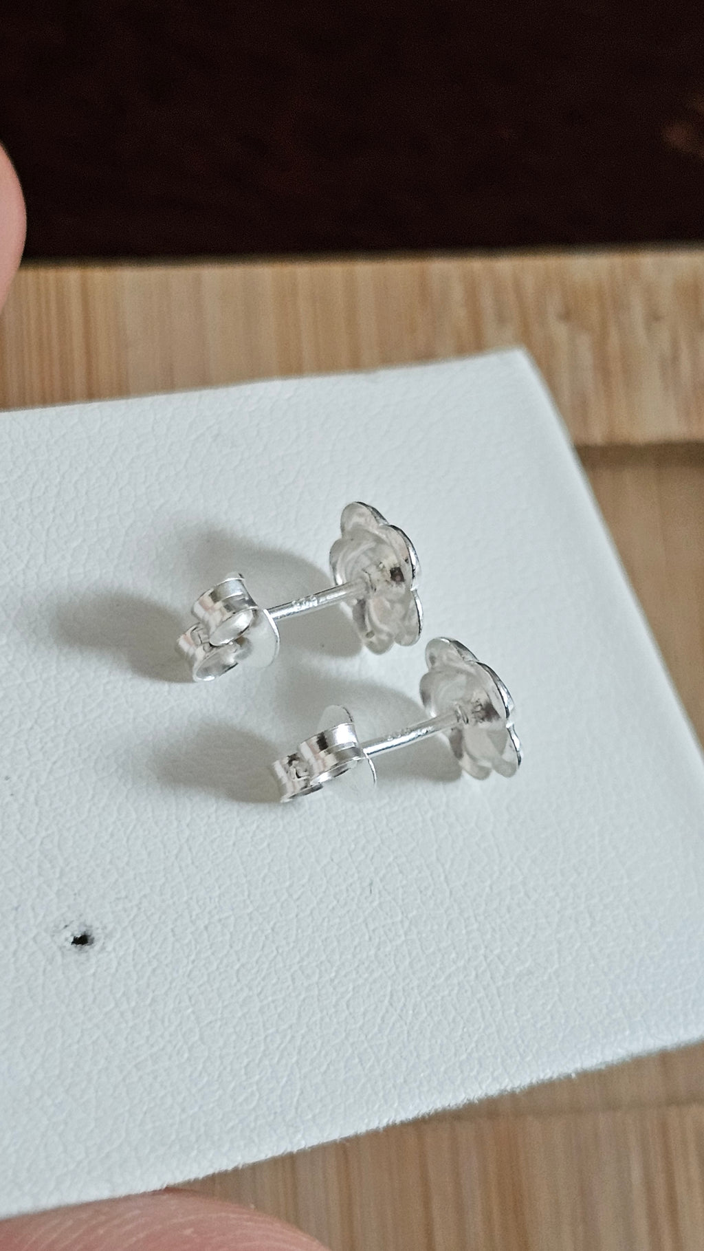 Elegant 925 Sterling Silver Red Stone Floral Stud Earrings