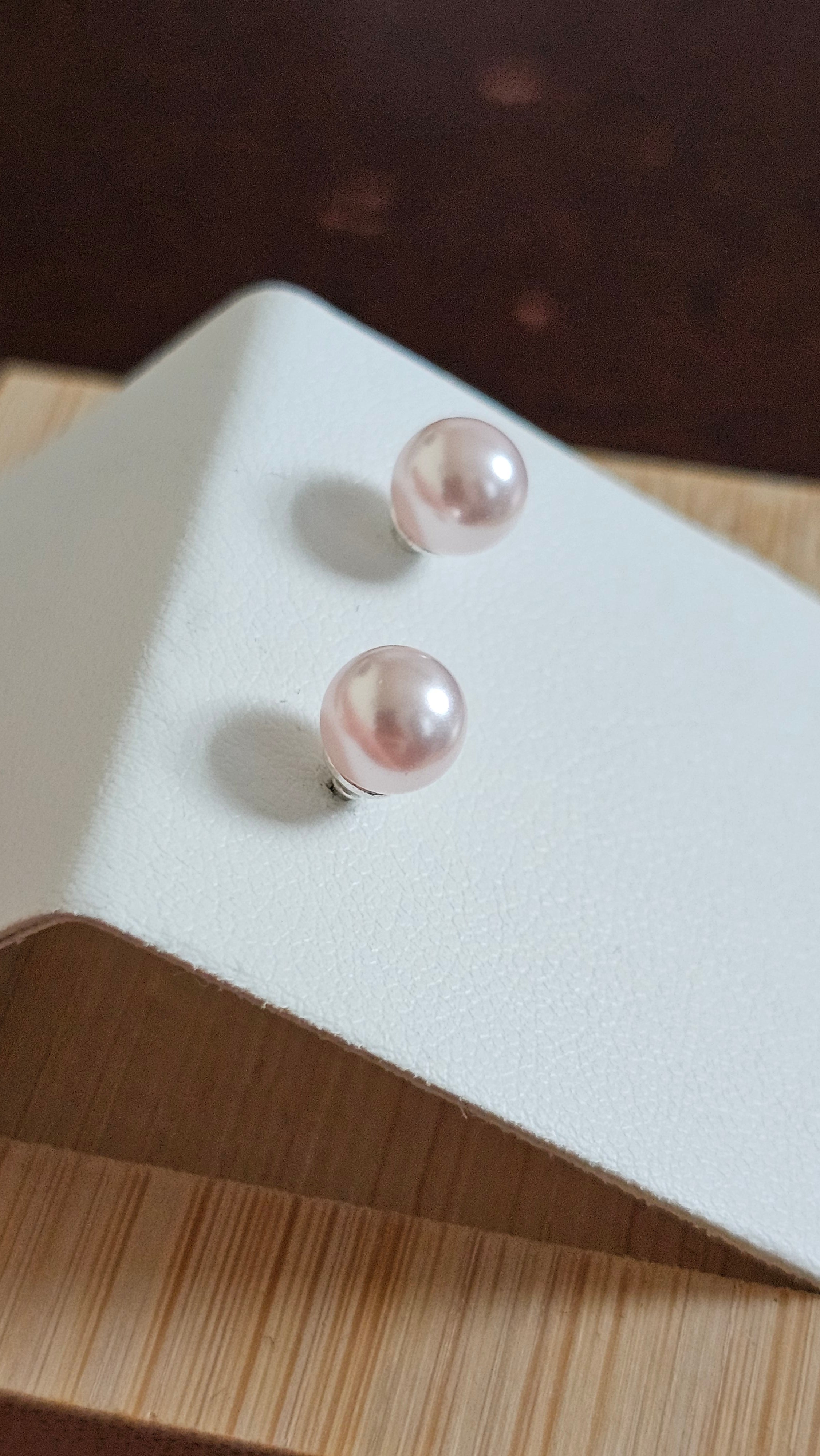 Elegant 925 Sterling Silver Plush Pink Pearl Stud Earrings, 6mm