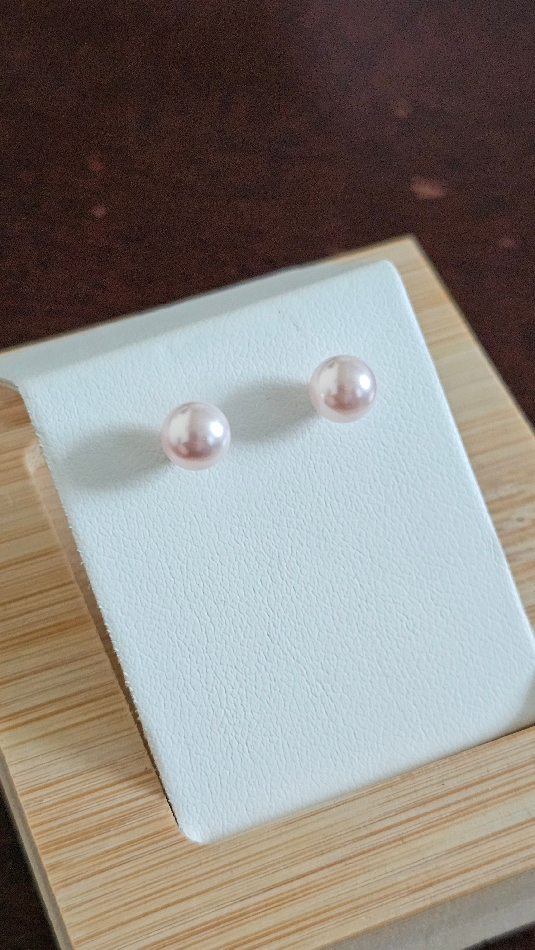 Elegant 925 Sterling Silver Plush Pink Pearl Stud Earrings, 6mm
