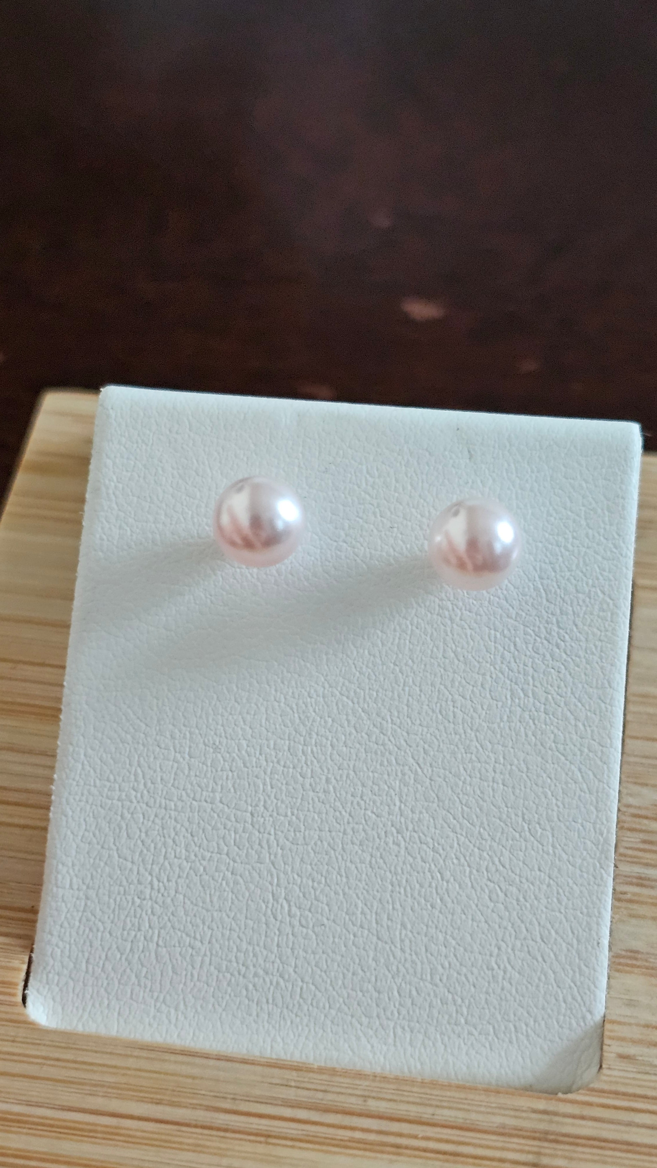 Elegant 925 Sterling Silver Plush Pink Pearl Stud Earrings, 6mm