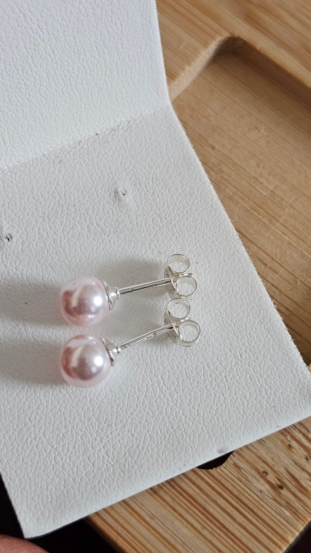 Elegant 925 Sterling Silver Plush Pink Pearl Stud Earrings, 6mm