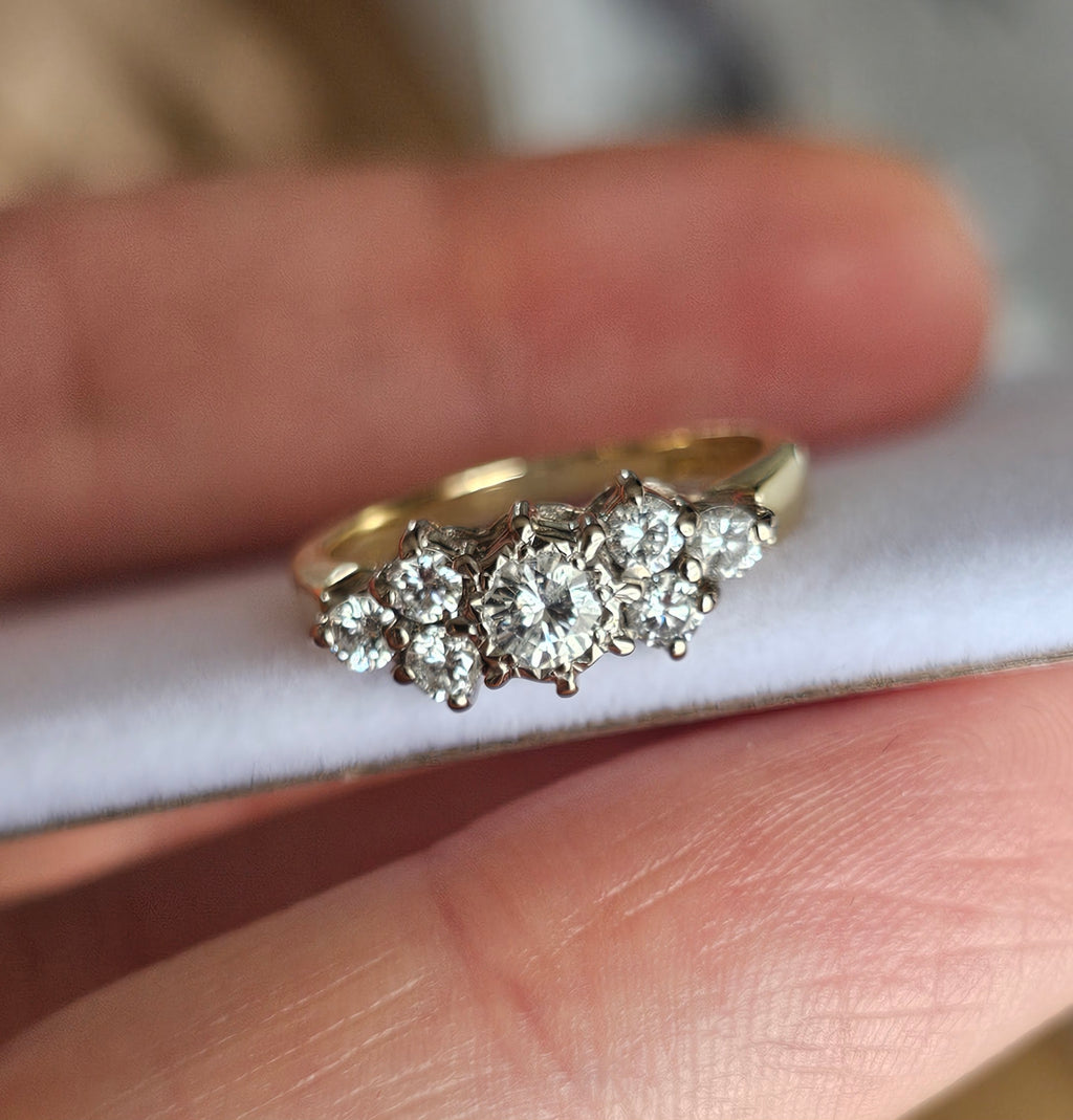 18ct Yellow Gold 0.50ct Natural Diamond Cluster Ring – Size J
